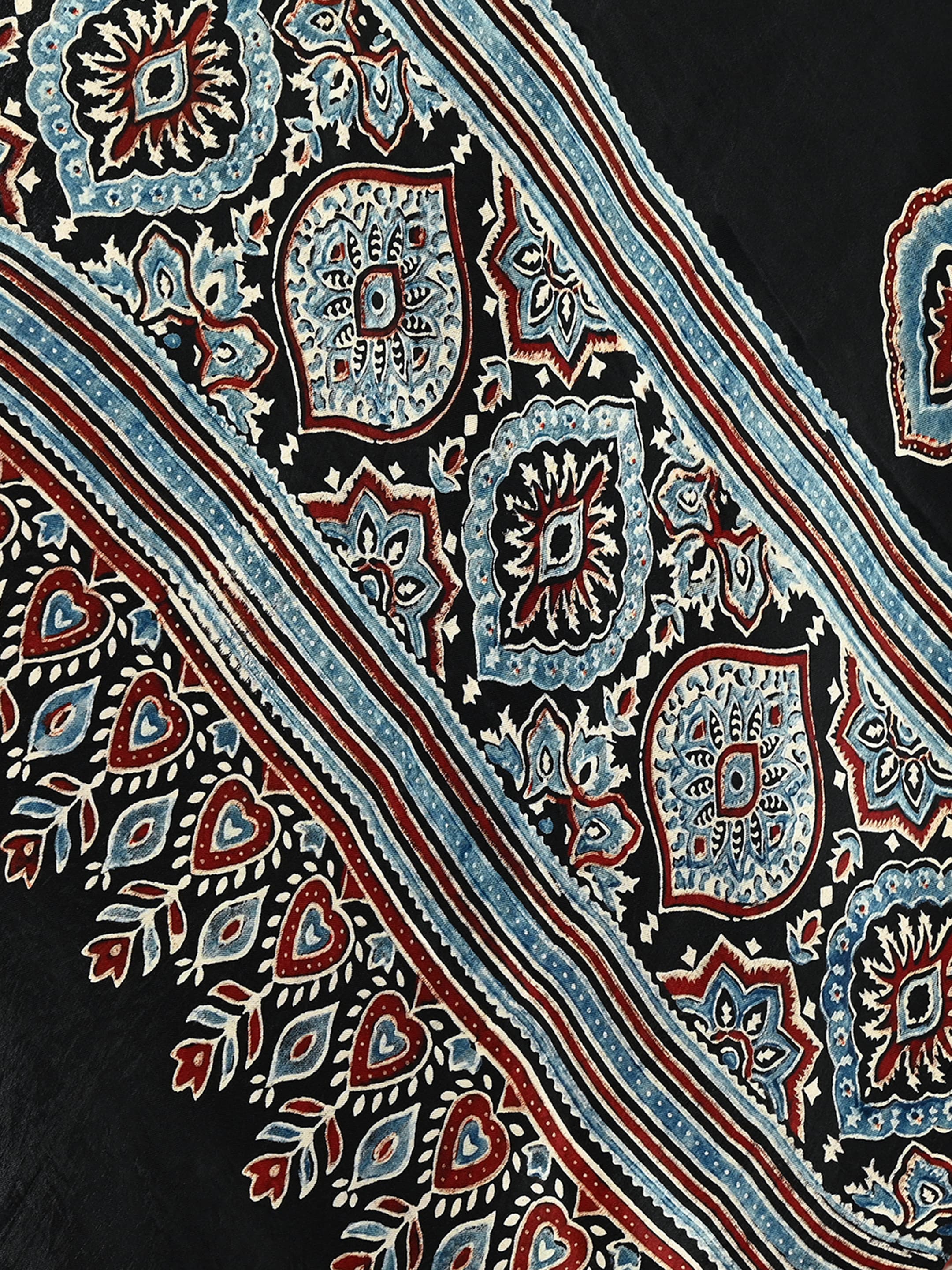 Black Ajrakh Embroidered Dupatta 6