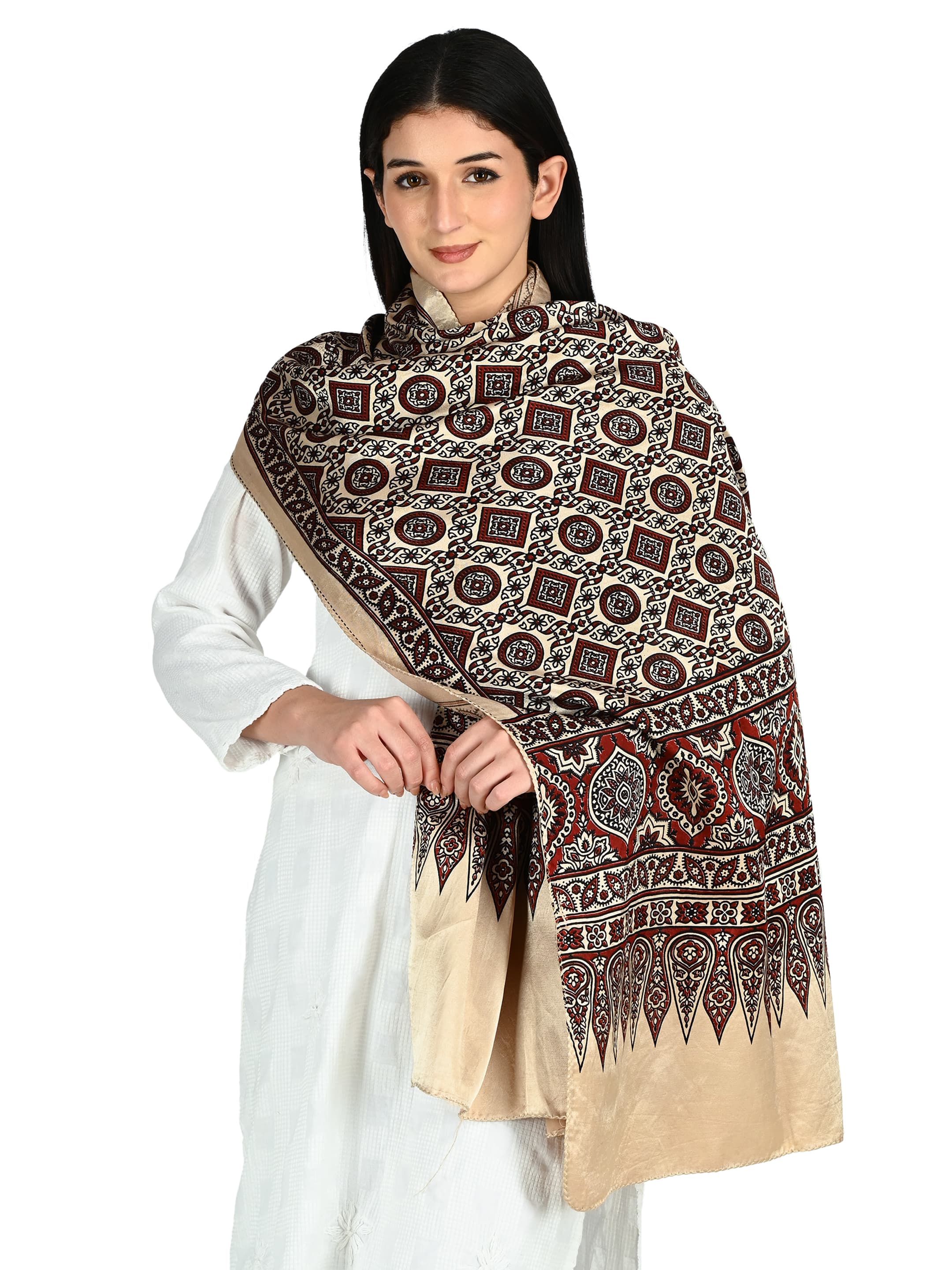 Cream Ajrakh Dupatta 3
