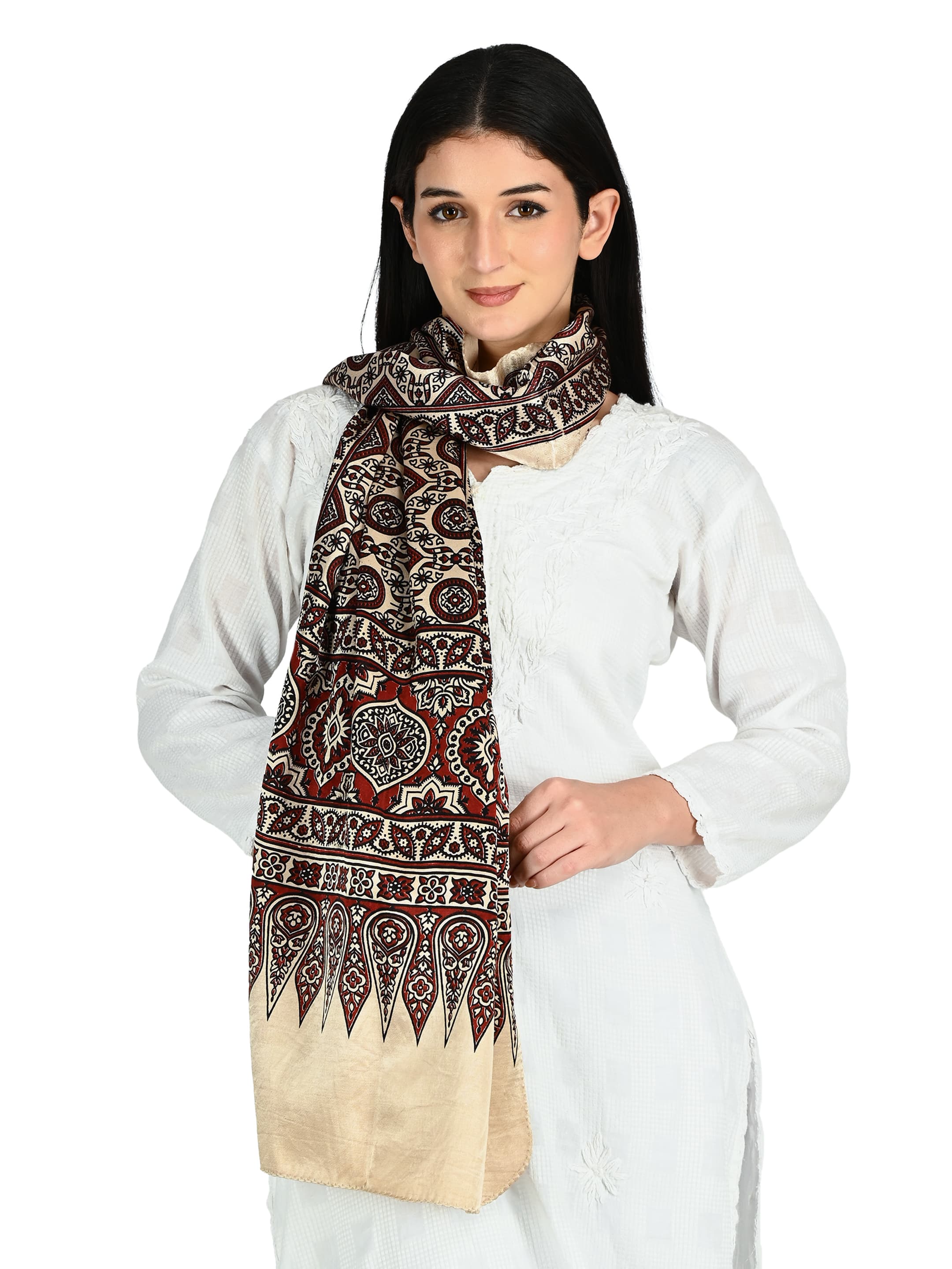 Cream Ajrakh Dupatta 4