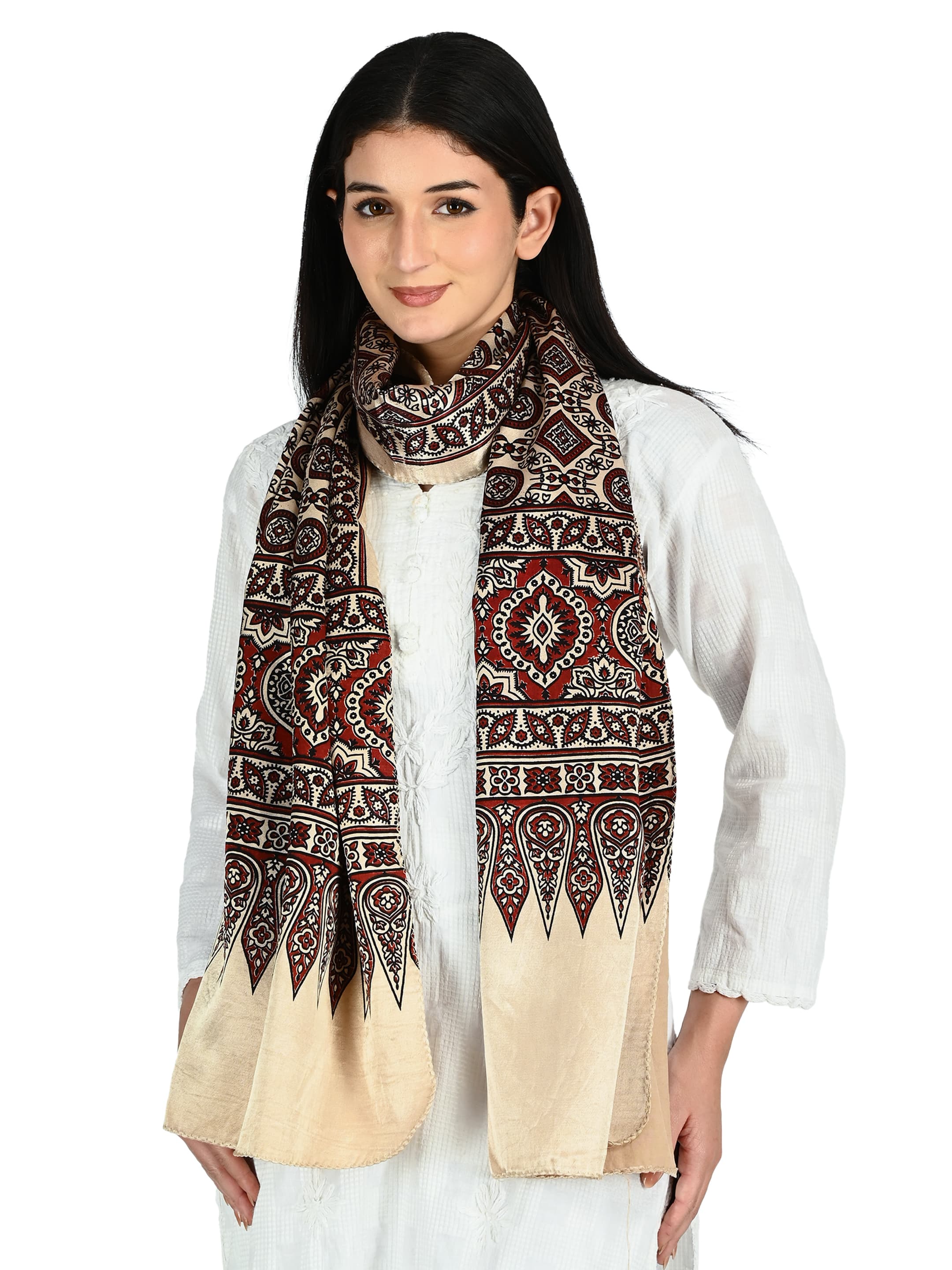 Cream Ajrakh Dupatta 5