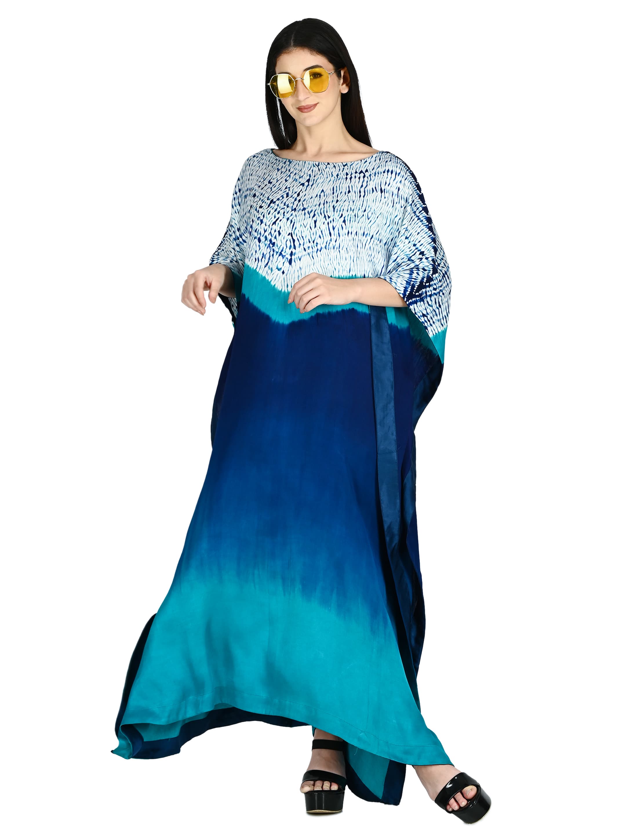 Blue Shibori Ombre Kaftan 6