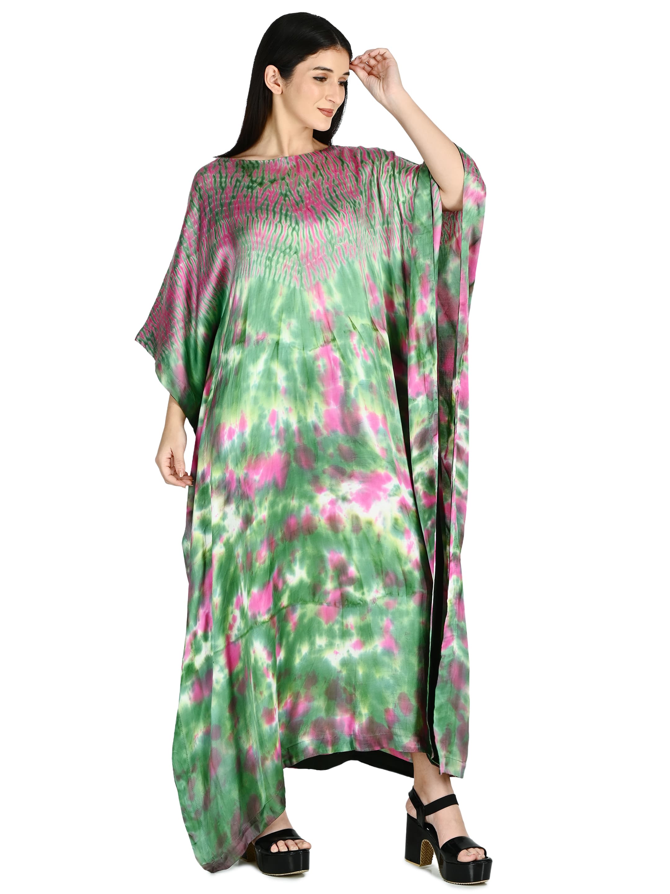 Emerald & Rose Tie-Dye Kaftan 3