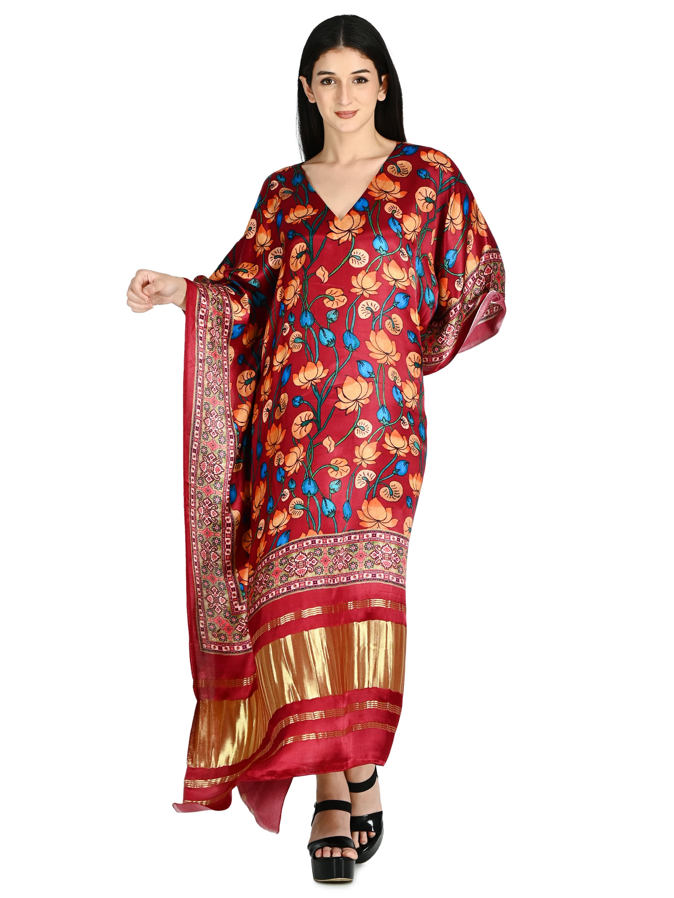 Maroon Lotus Kaftan