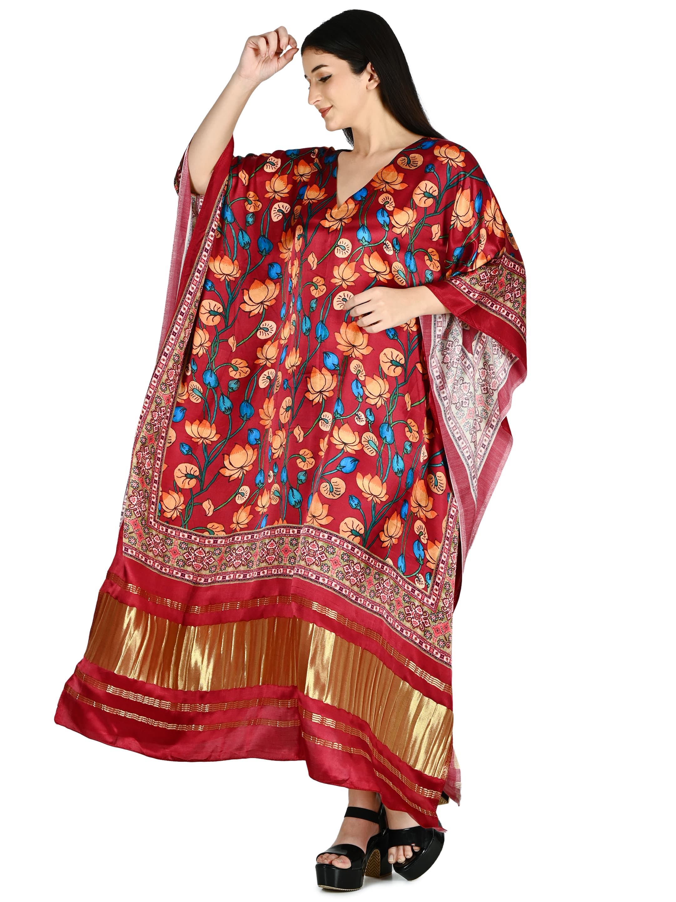 Maroon Lotus Kaftan 2