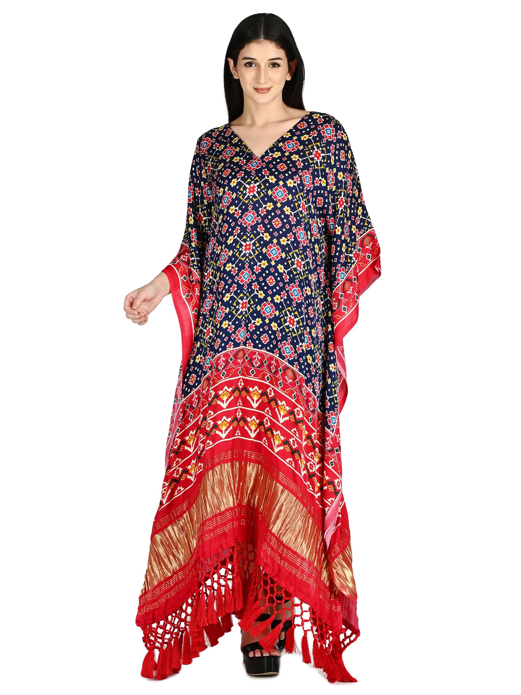Navy Patola Ikat Kaftan