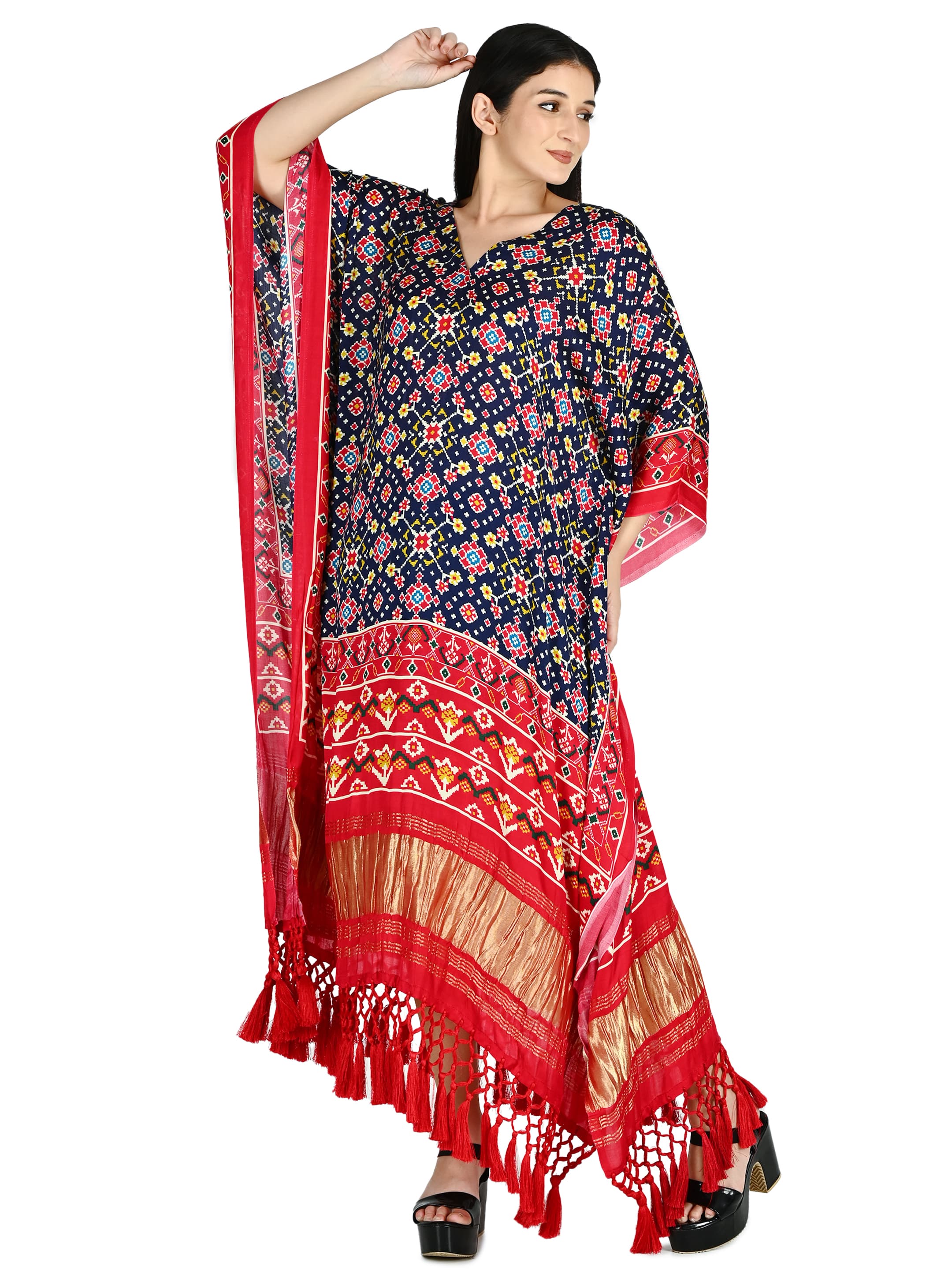 Navy Patola Ikat Kaftan 2