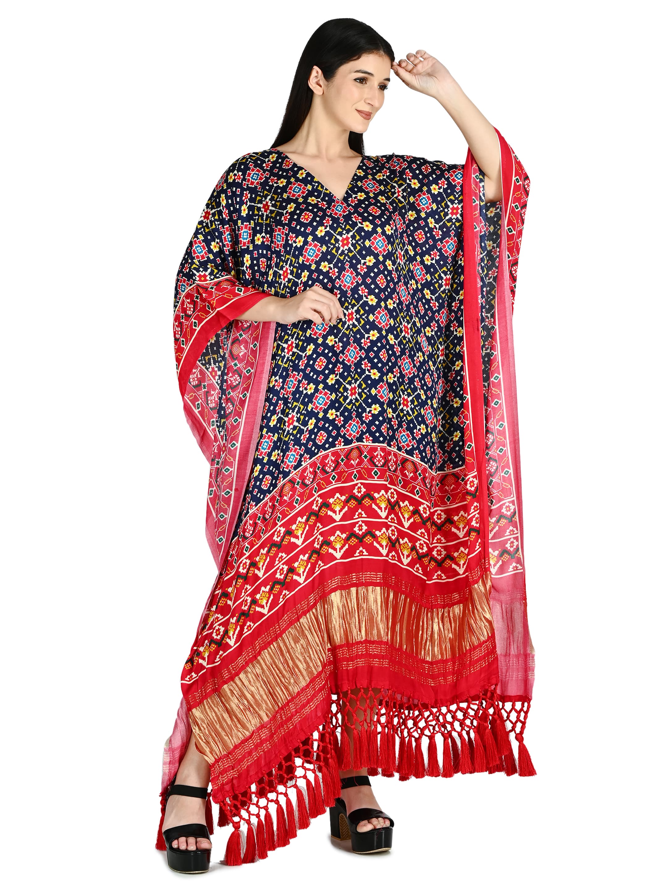 Navy Patola Ikat Kaftan 3