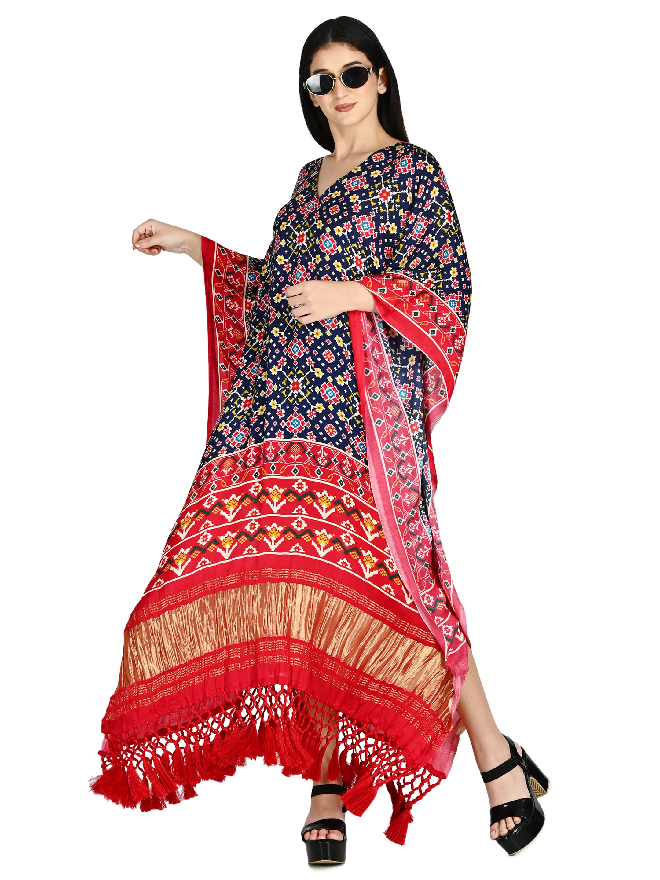 Navy Patola Ikat Kaftan 5