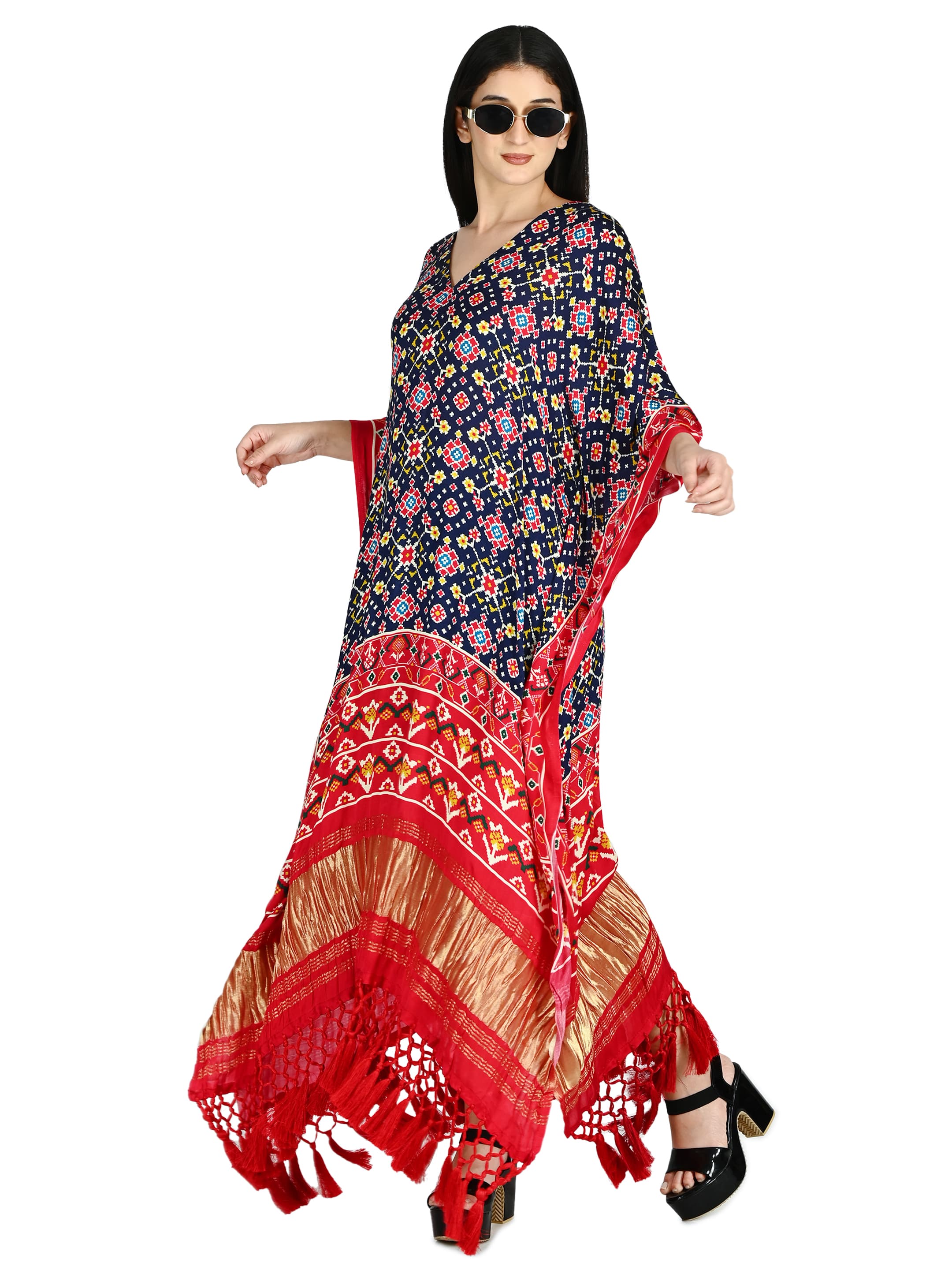 Navy Patola Ikat Kaftan 6