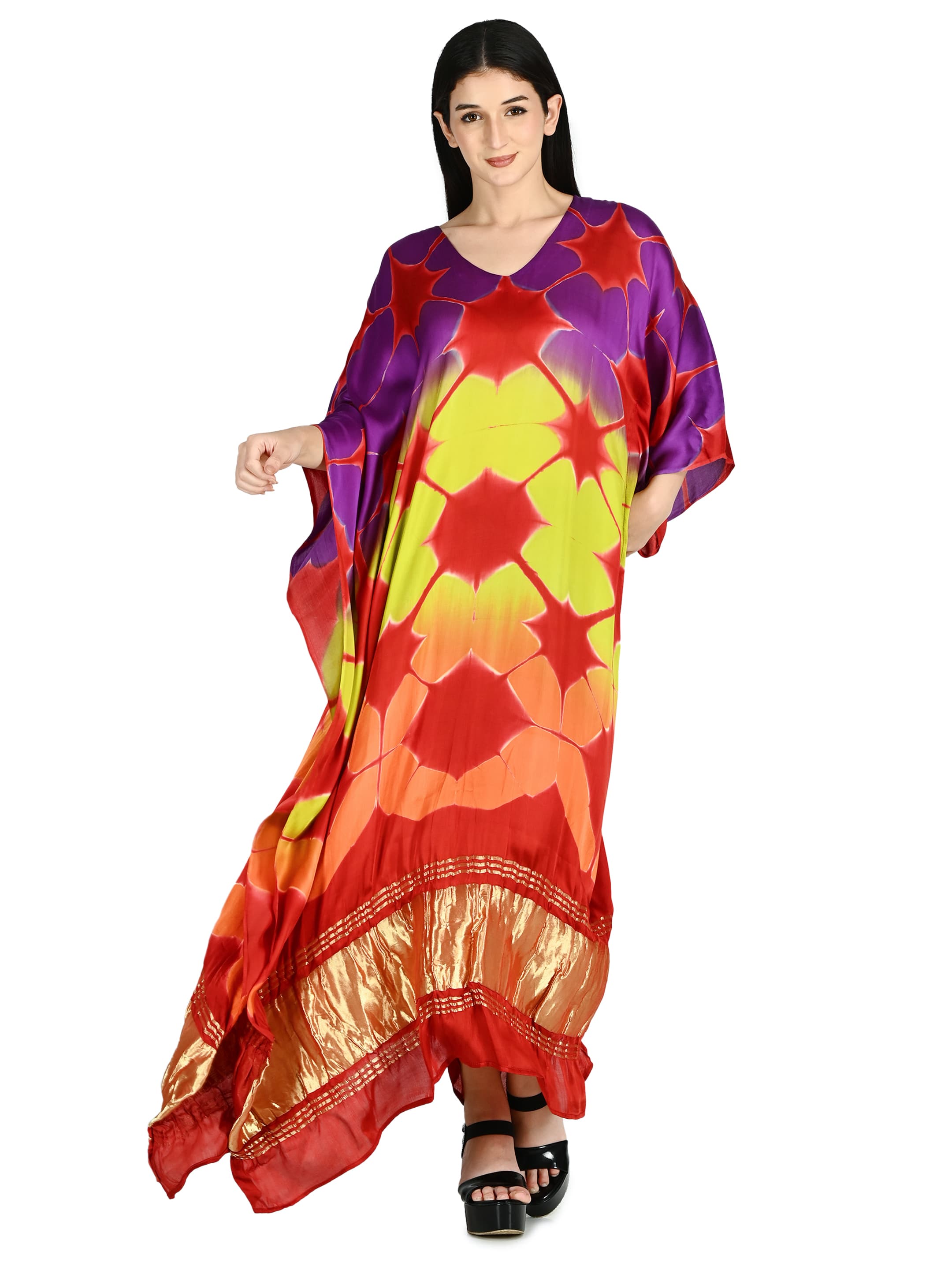 Violet Sunburst Tie-Dye Kaftan
