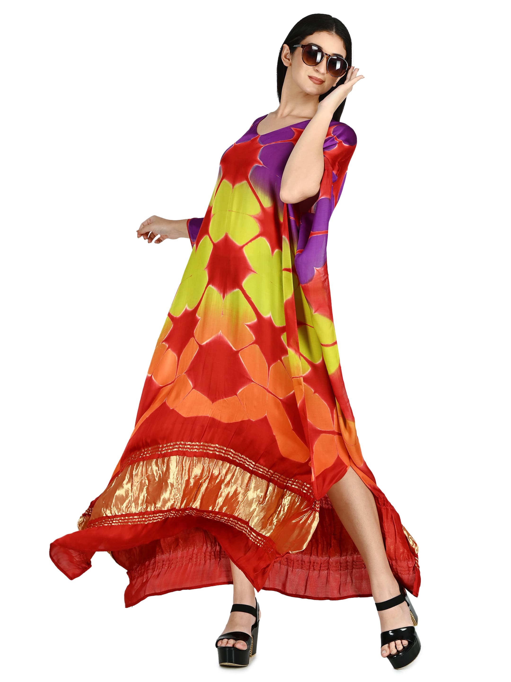 Violet Sunburst Tie-Dye Kaftan 6