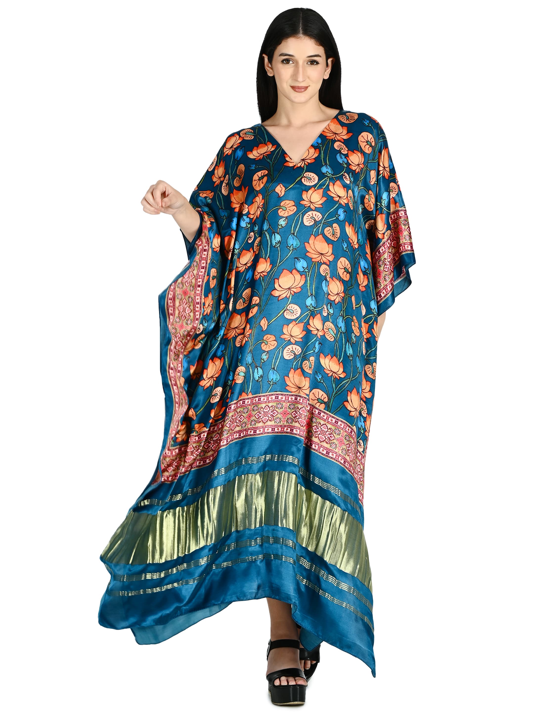 Teal Lotus Blossom Kaftan
