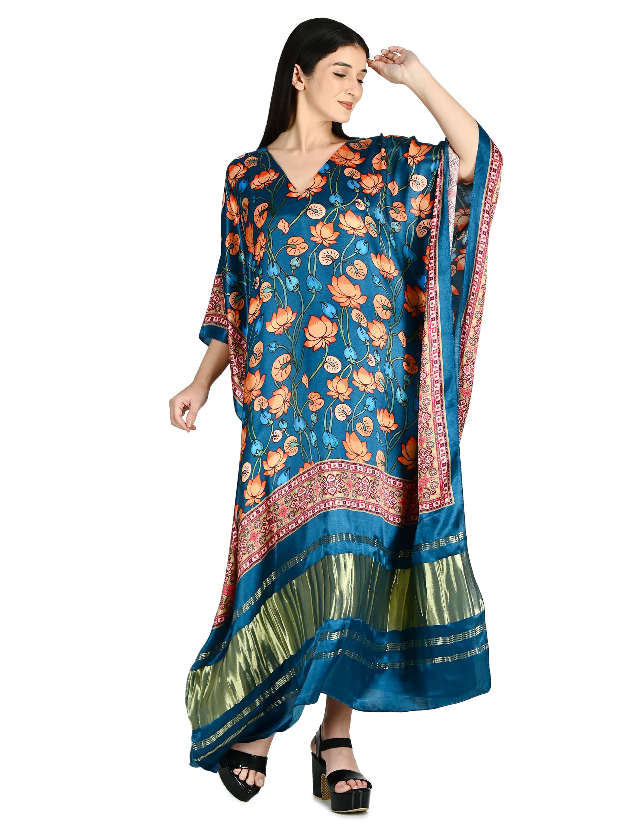 Teal Lotus Blossom Kaftan 3