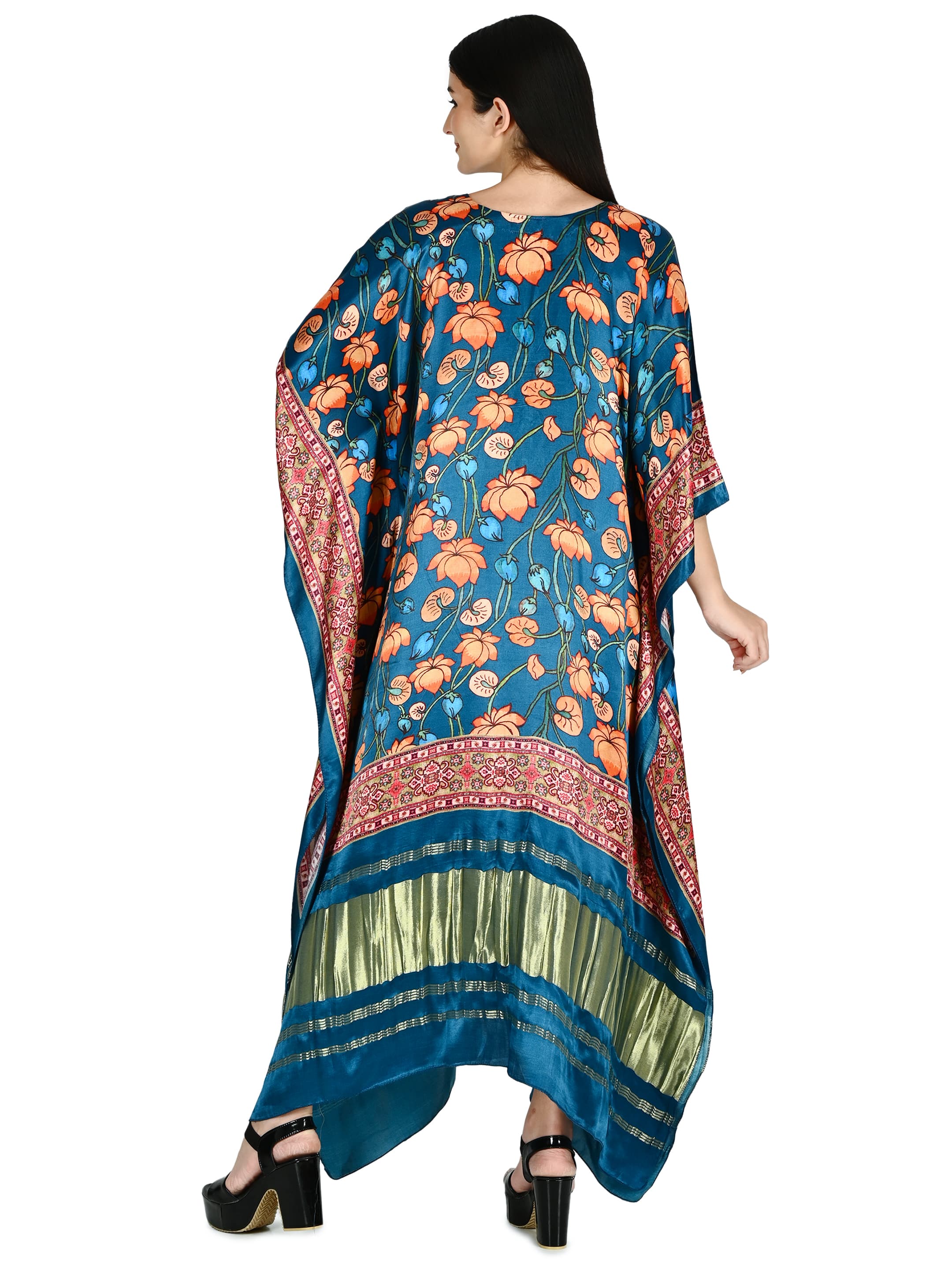 Teal Lotus Blossom Kaftan 4