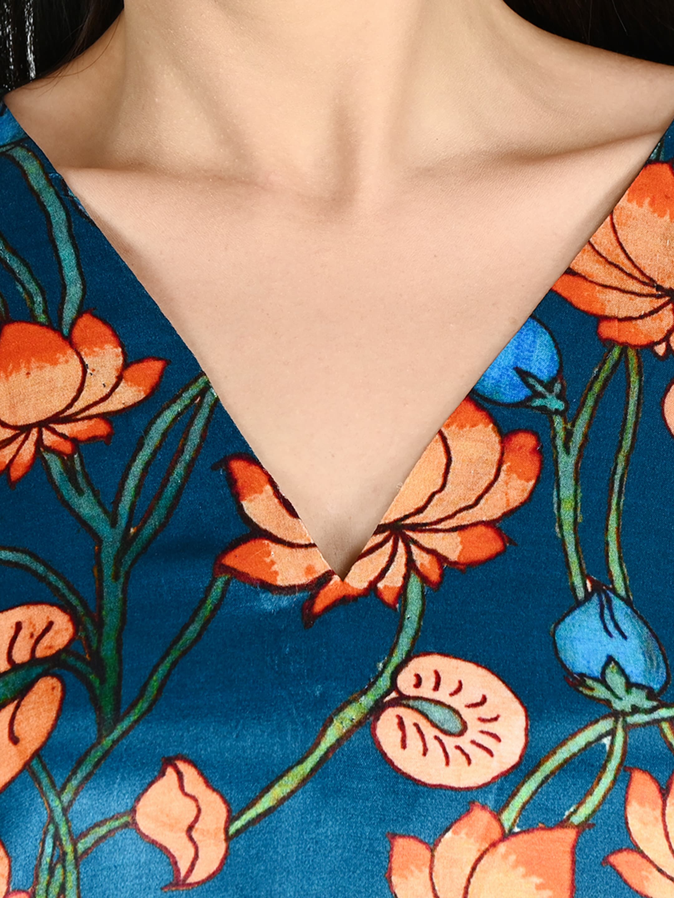 Teal Lotus Blossom Kaftan 6