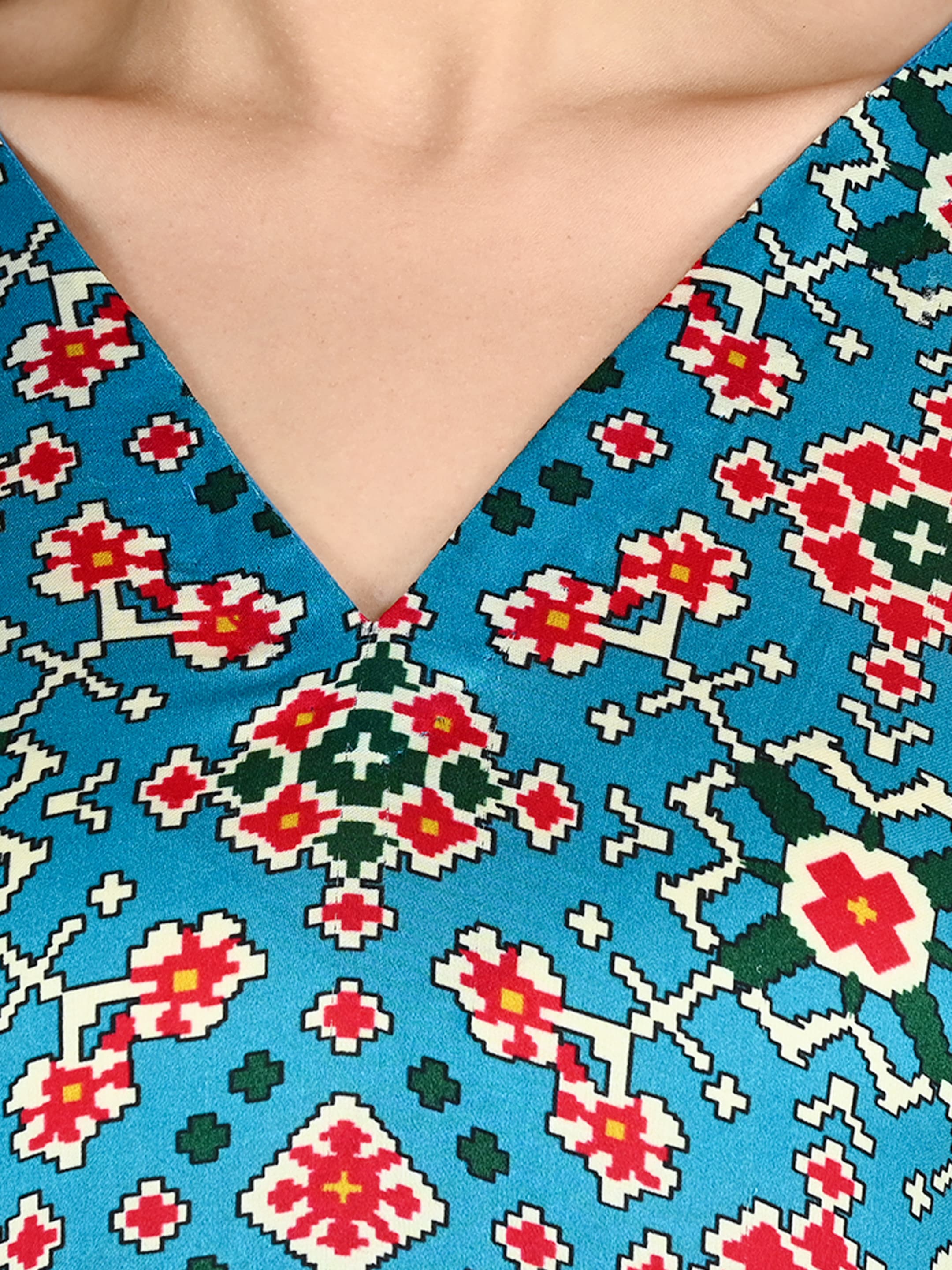 Teal Patola Fringe Kaftan 6