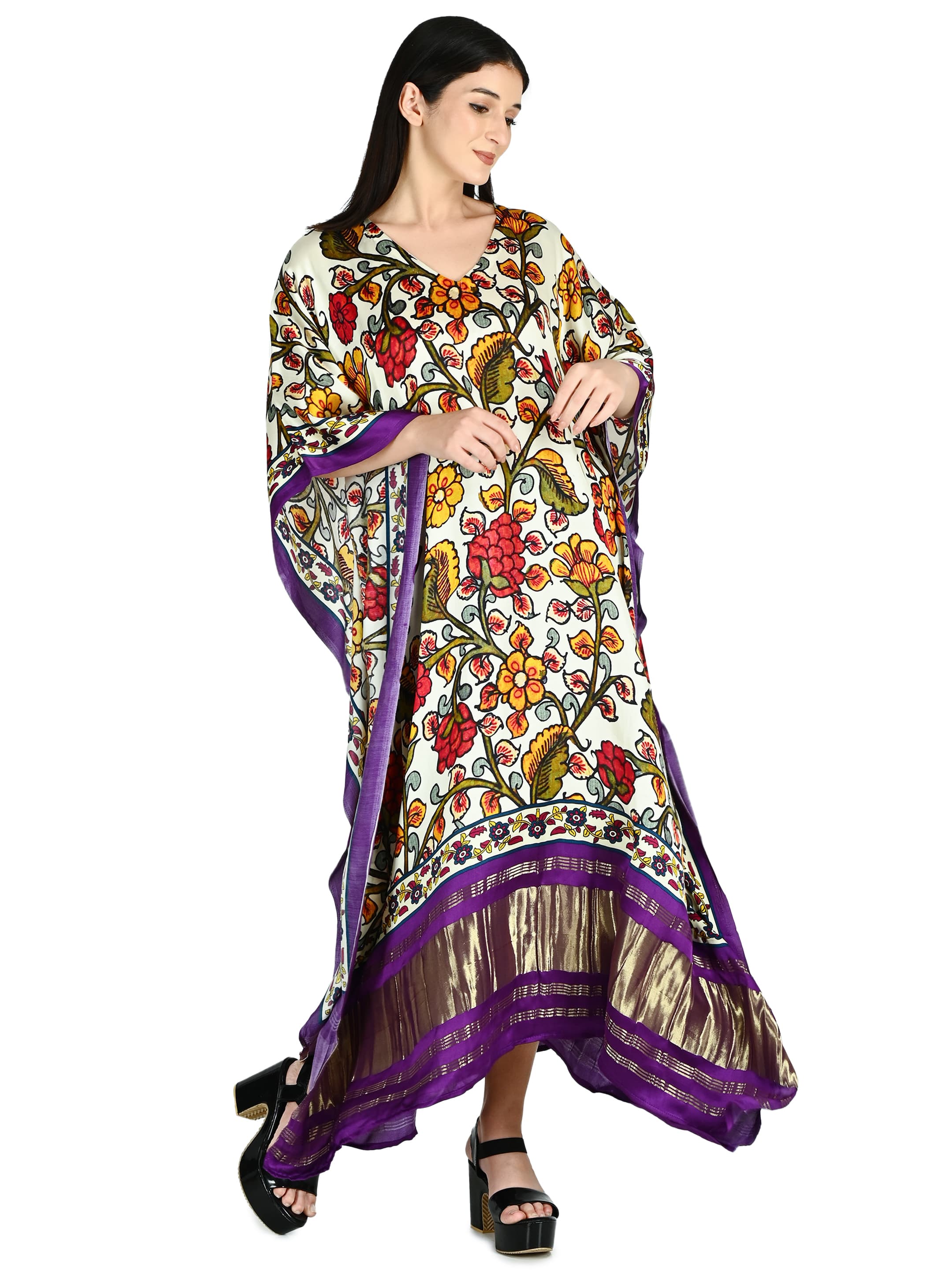 Ivory Kalamkari Floral Kaftan 3