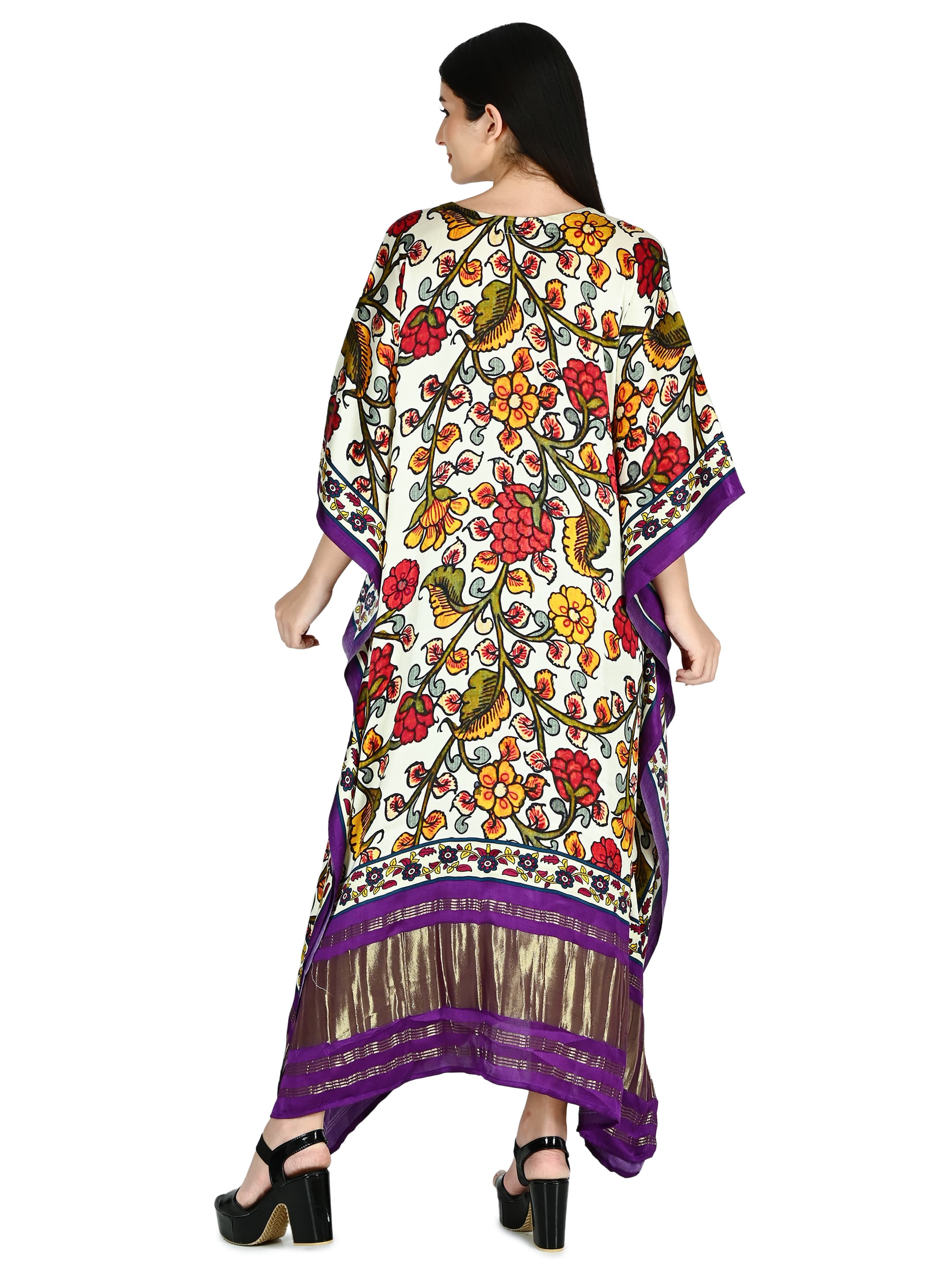 Ivory Kalamkari Floral Kaftan 4