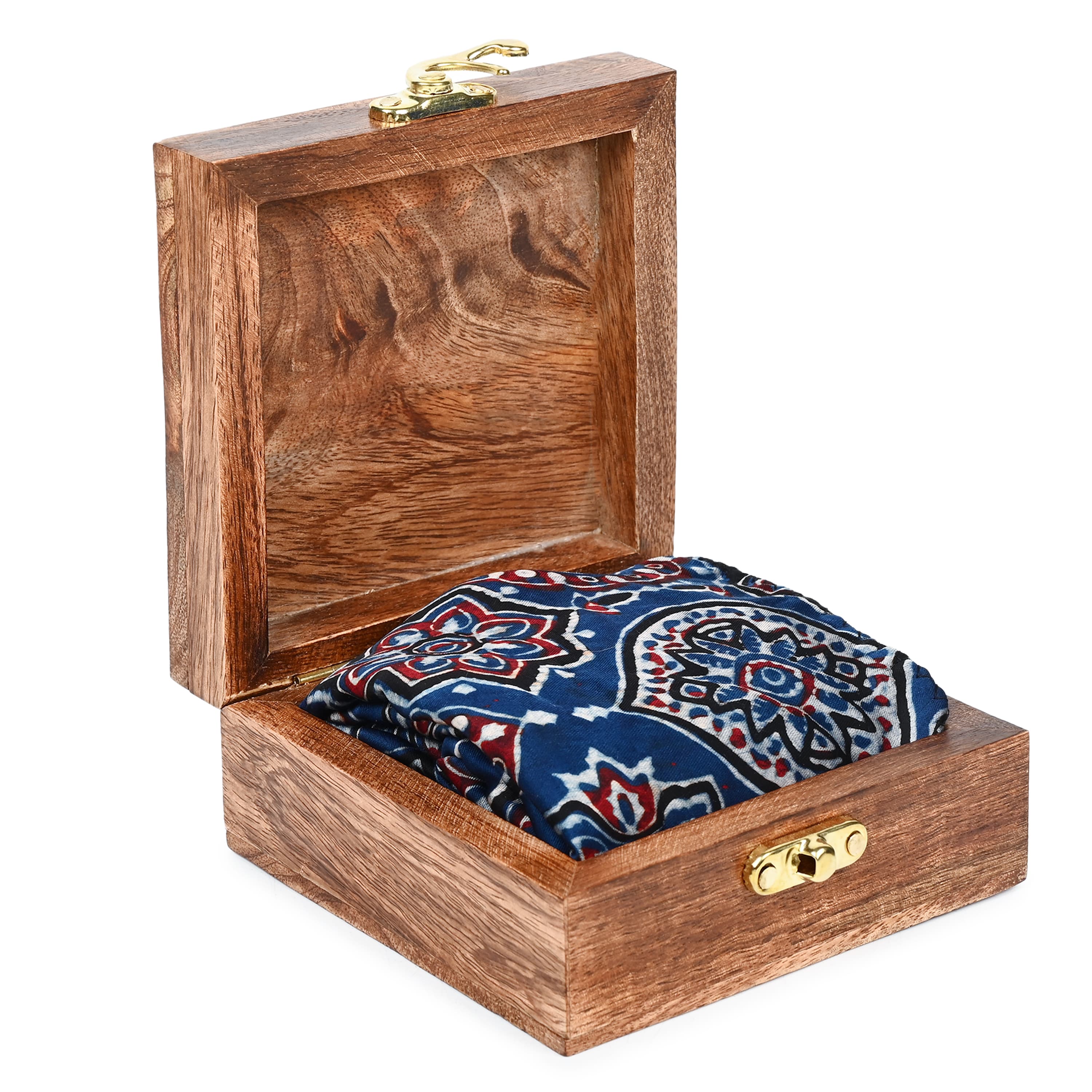 Ajrakh Pocket Scarf — Navy