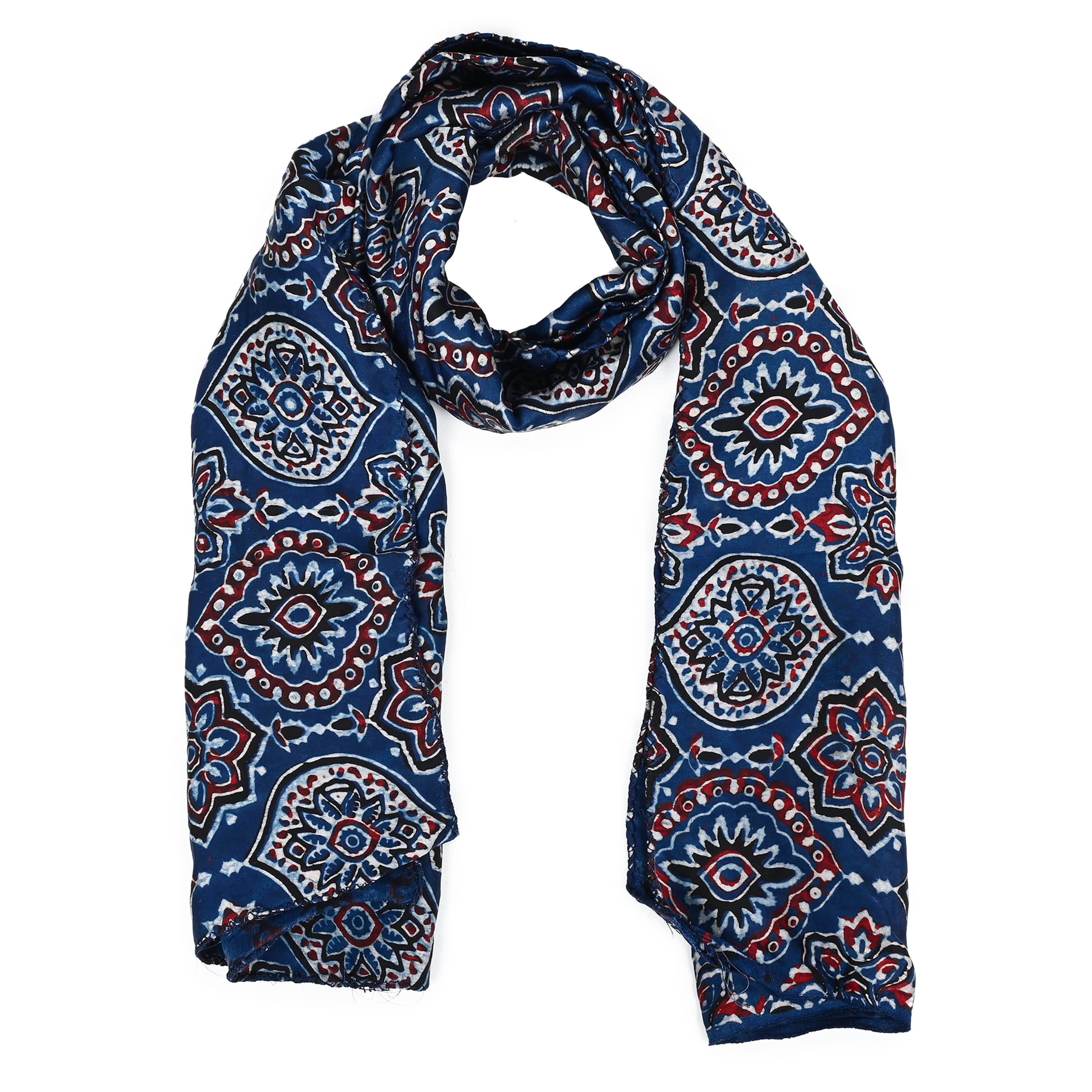 Ajrakh Pocket Scarf — Navy 3