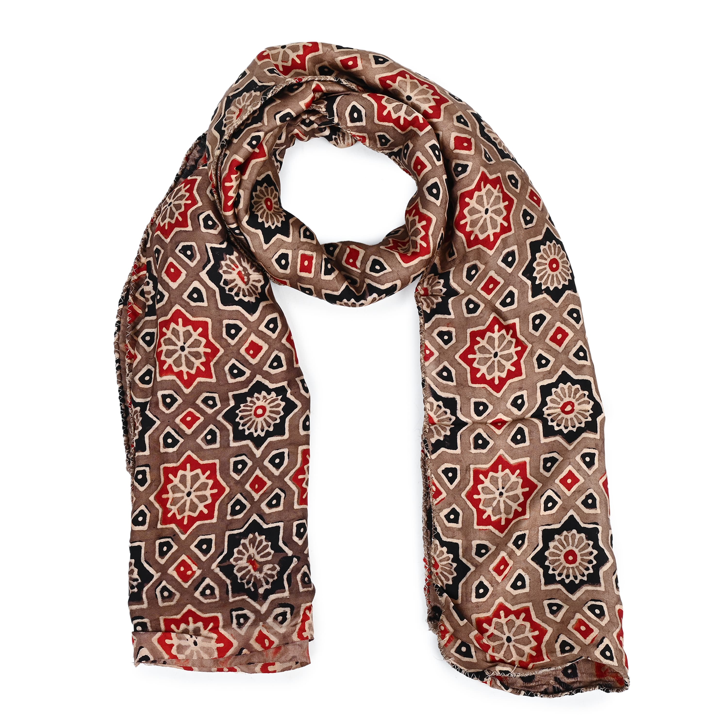 Ajrakh Pocket Scarf — Rust 3
