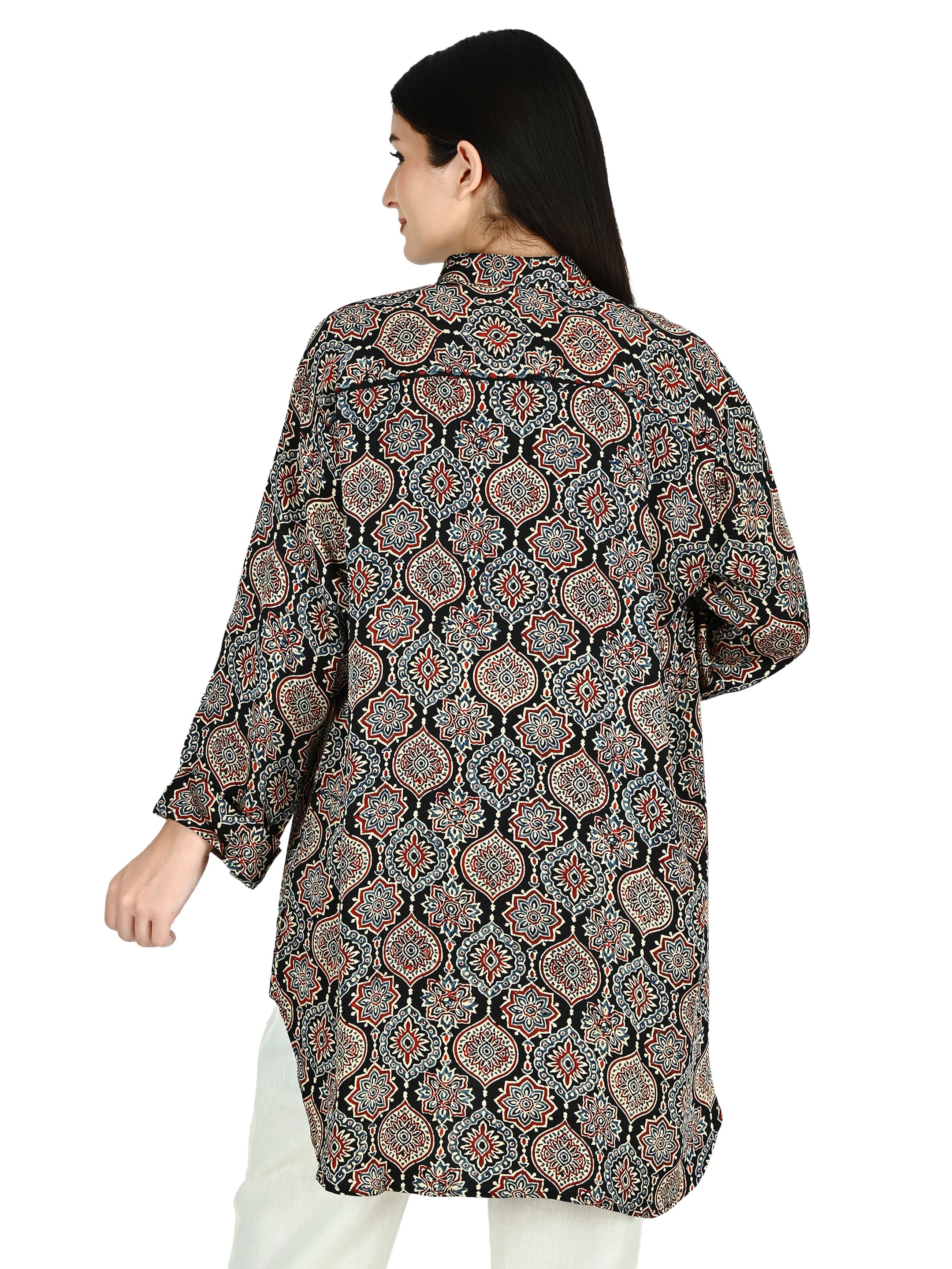 Black Ajrakh Mandarin Tunic 3