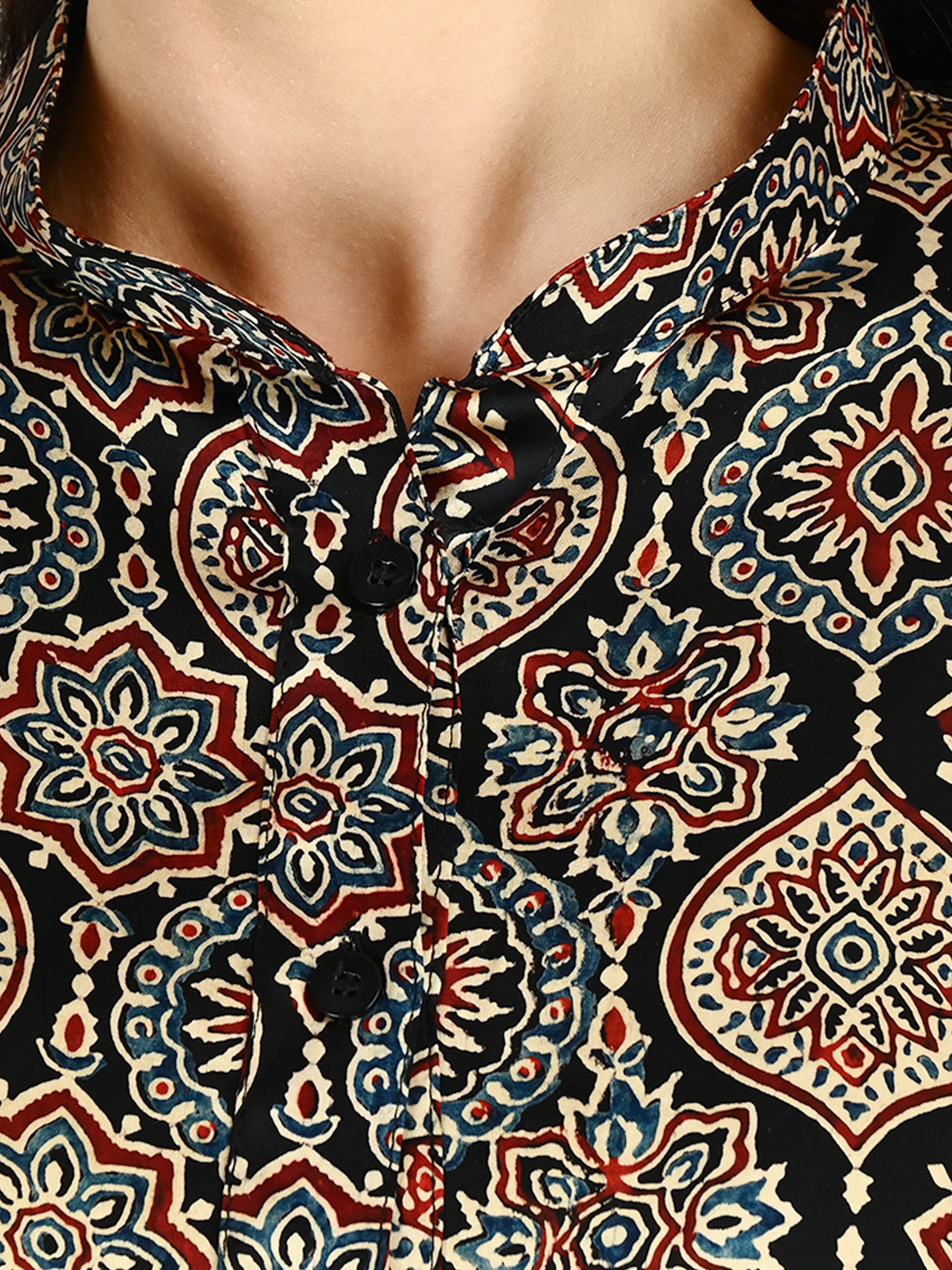 Black Ajrakh Mandarin Tunic 4