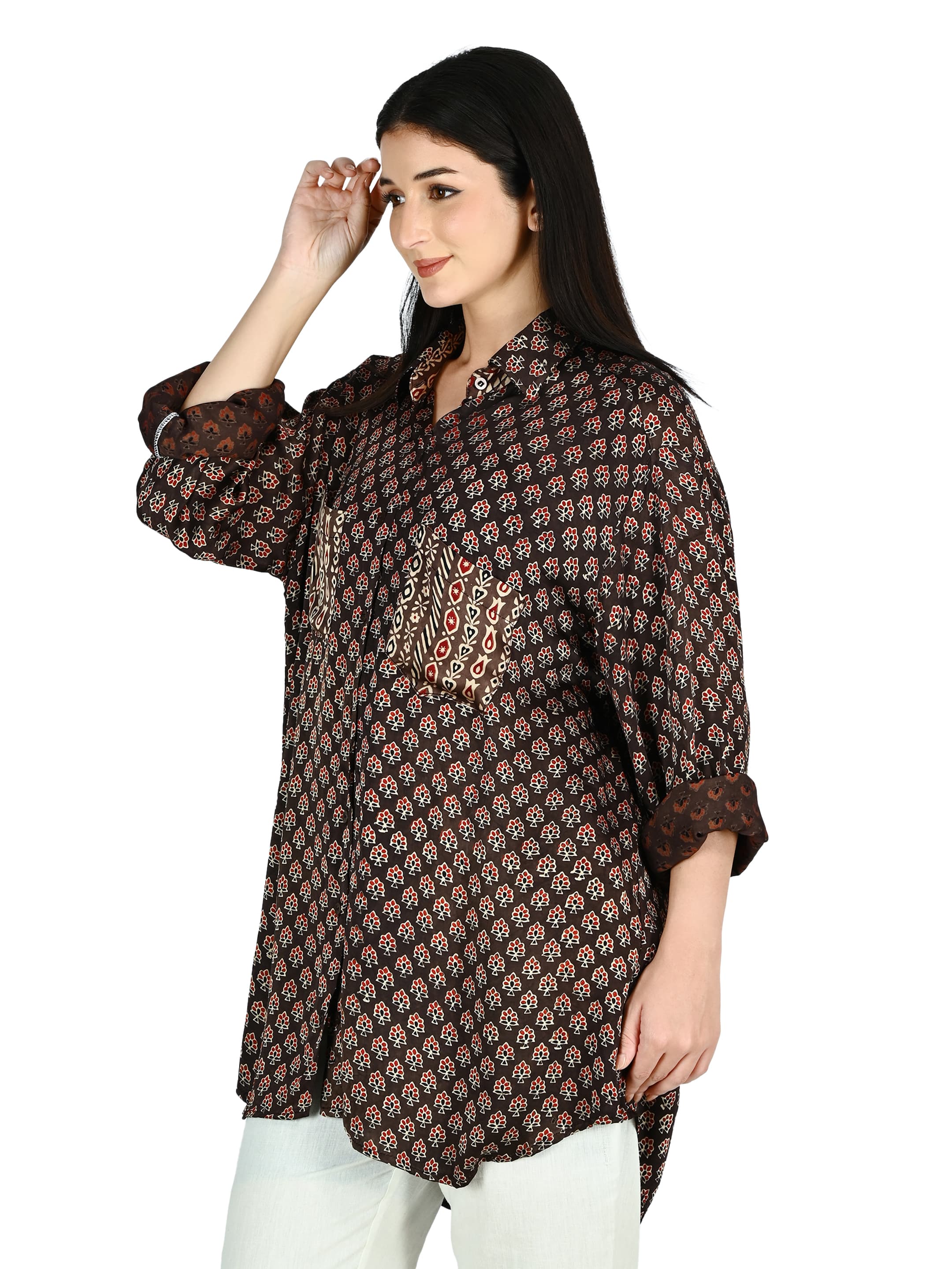 Chocolate Ajrakh Pocket Tunic 2