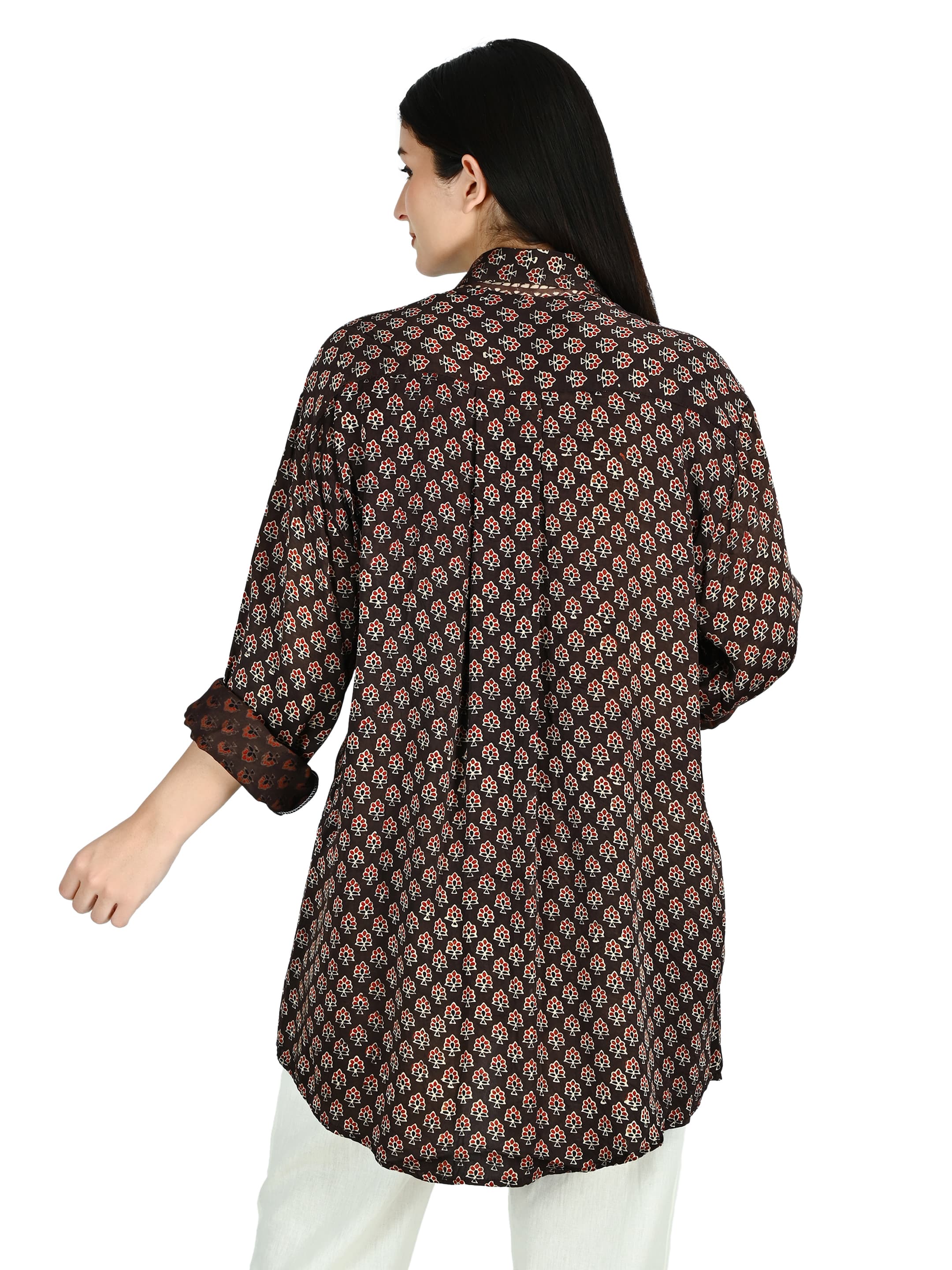 Chocolate Ajrakh Pocket Tunic 3