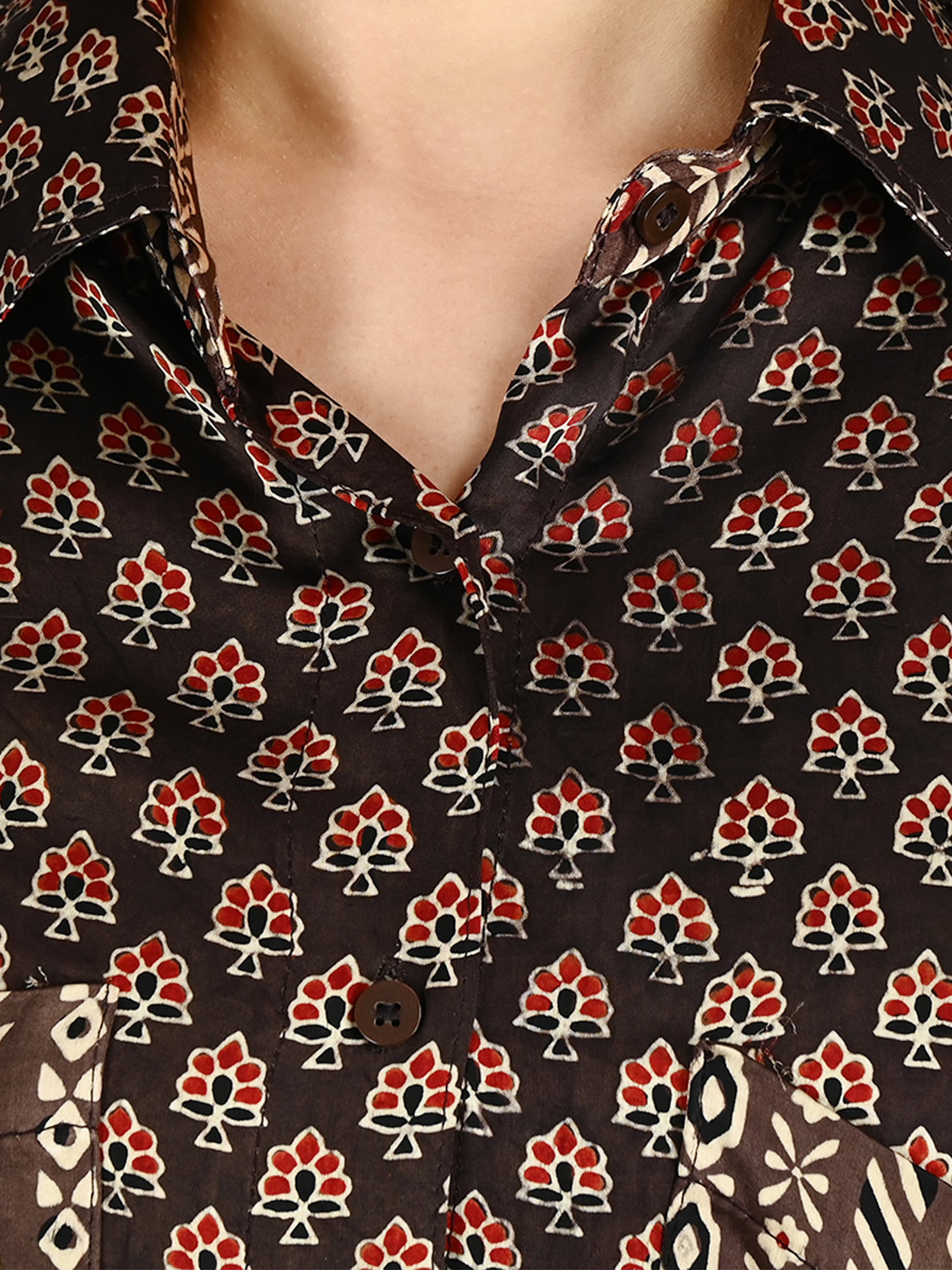 Chocolate Ajrakh Pocket Tunic 4