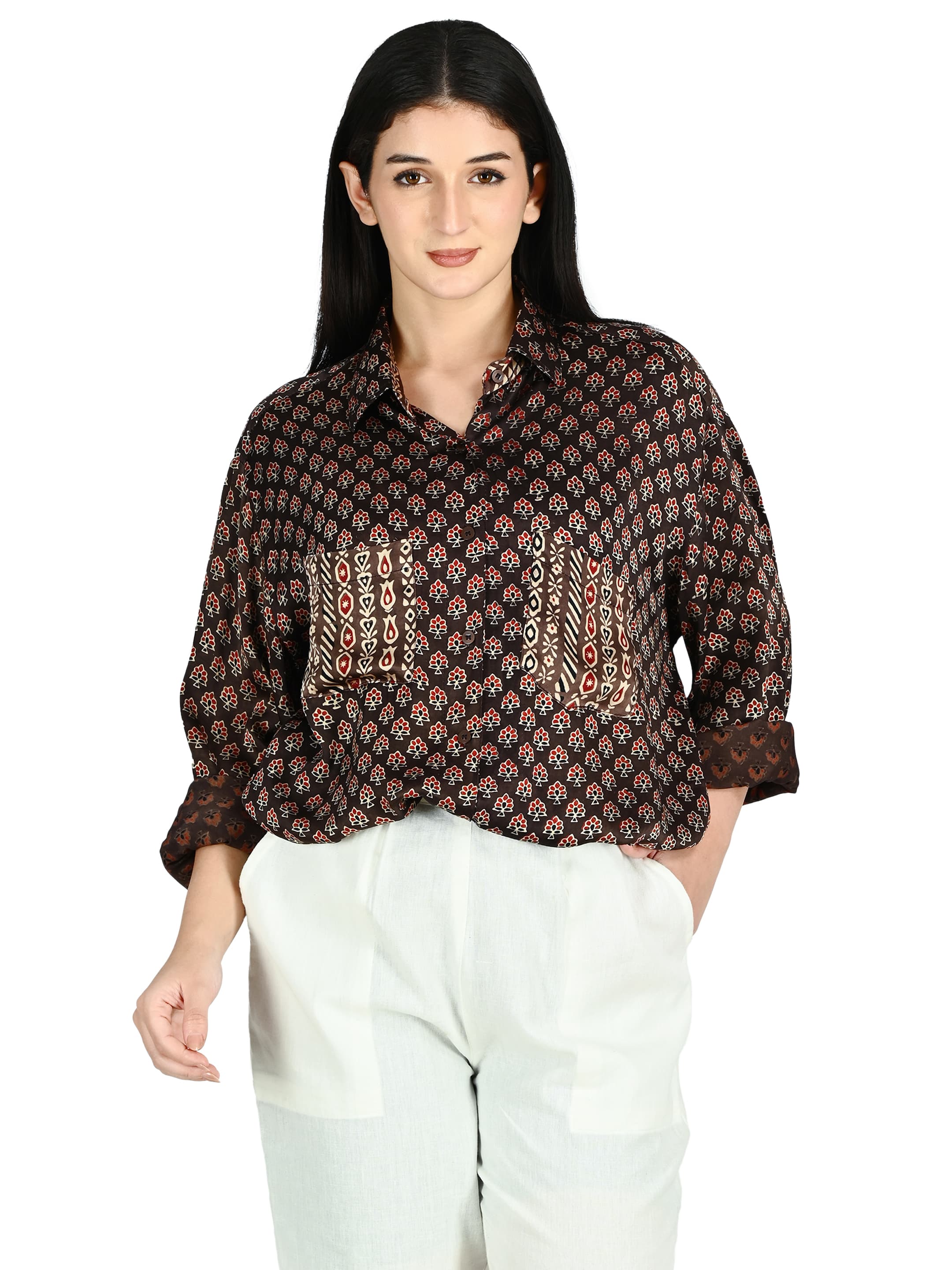 Chocolate Ajrakh Pocket Tunic 5