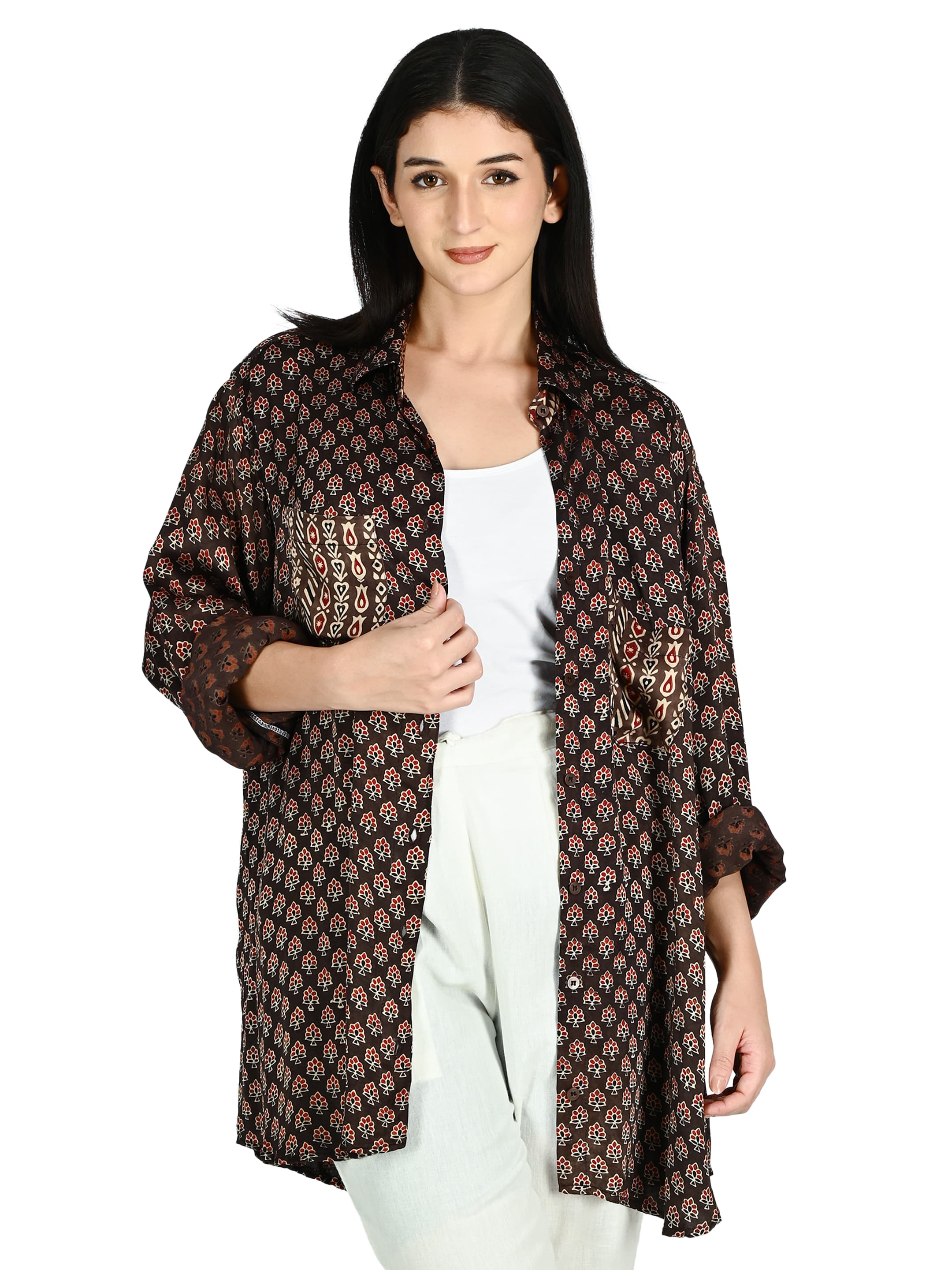 Chocolate Ajrakh Pocket Tunic 7