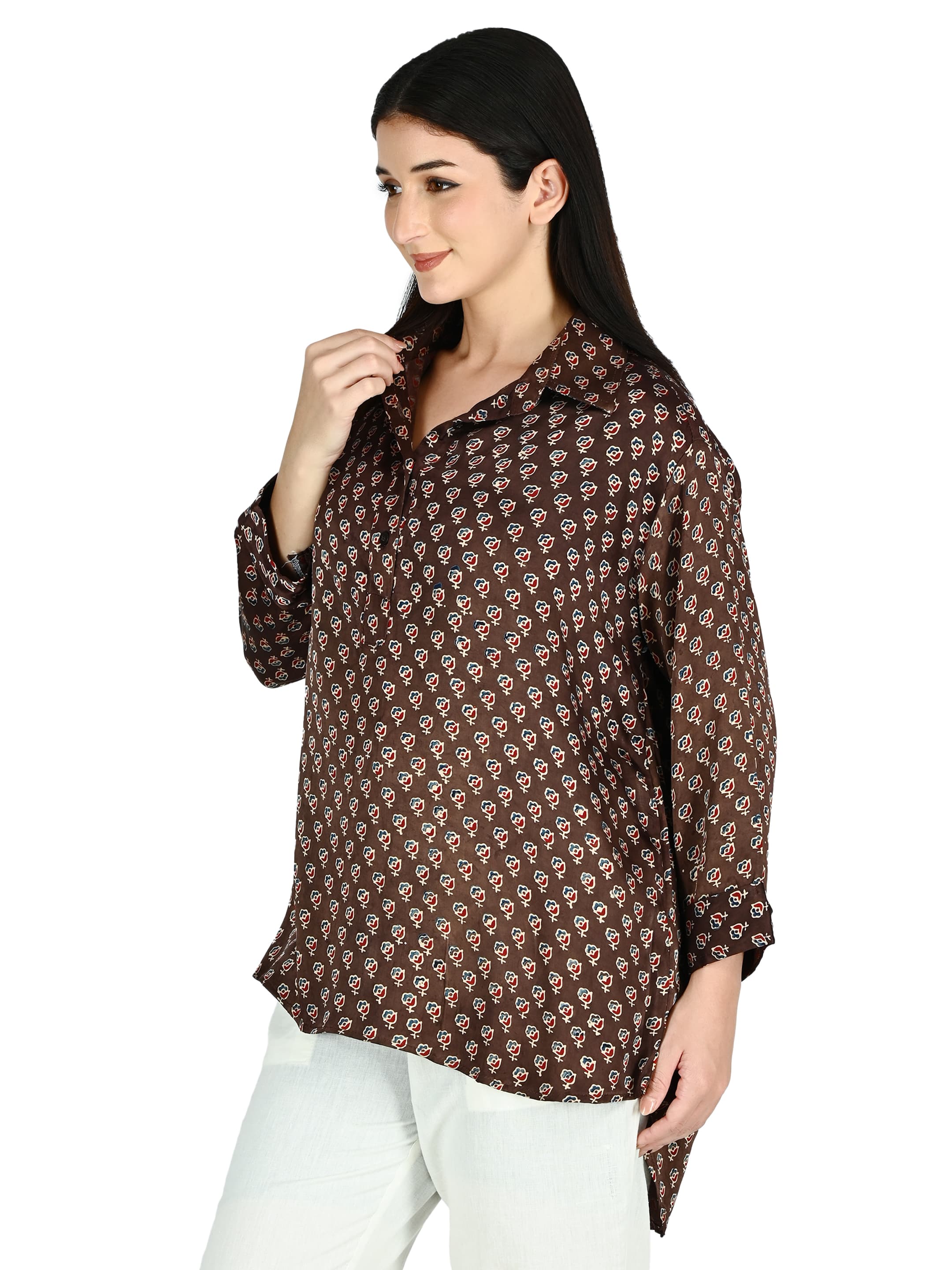Dark Brown Ajrakh Circle Tunic 2
