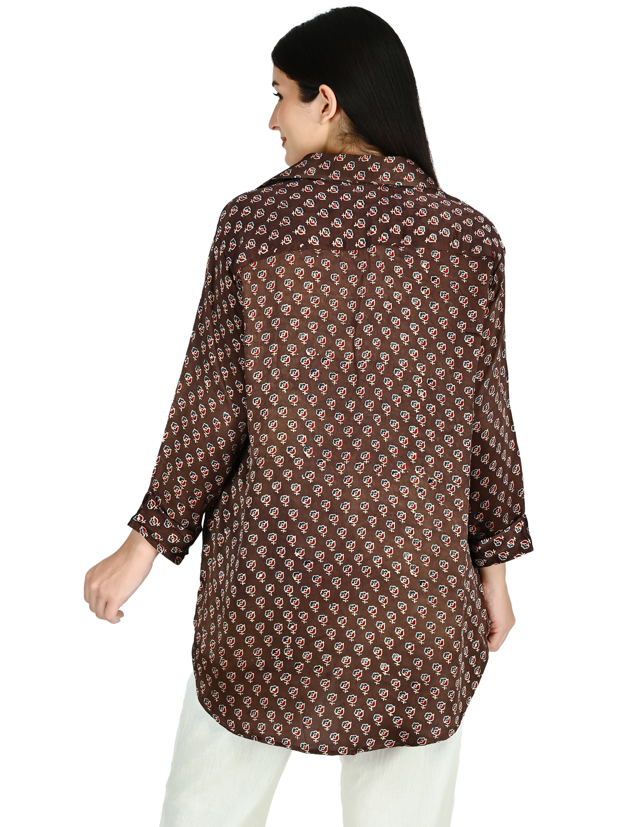 Dark Brown Ajrakh Circle Tunic 3