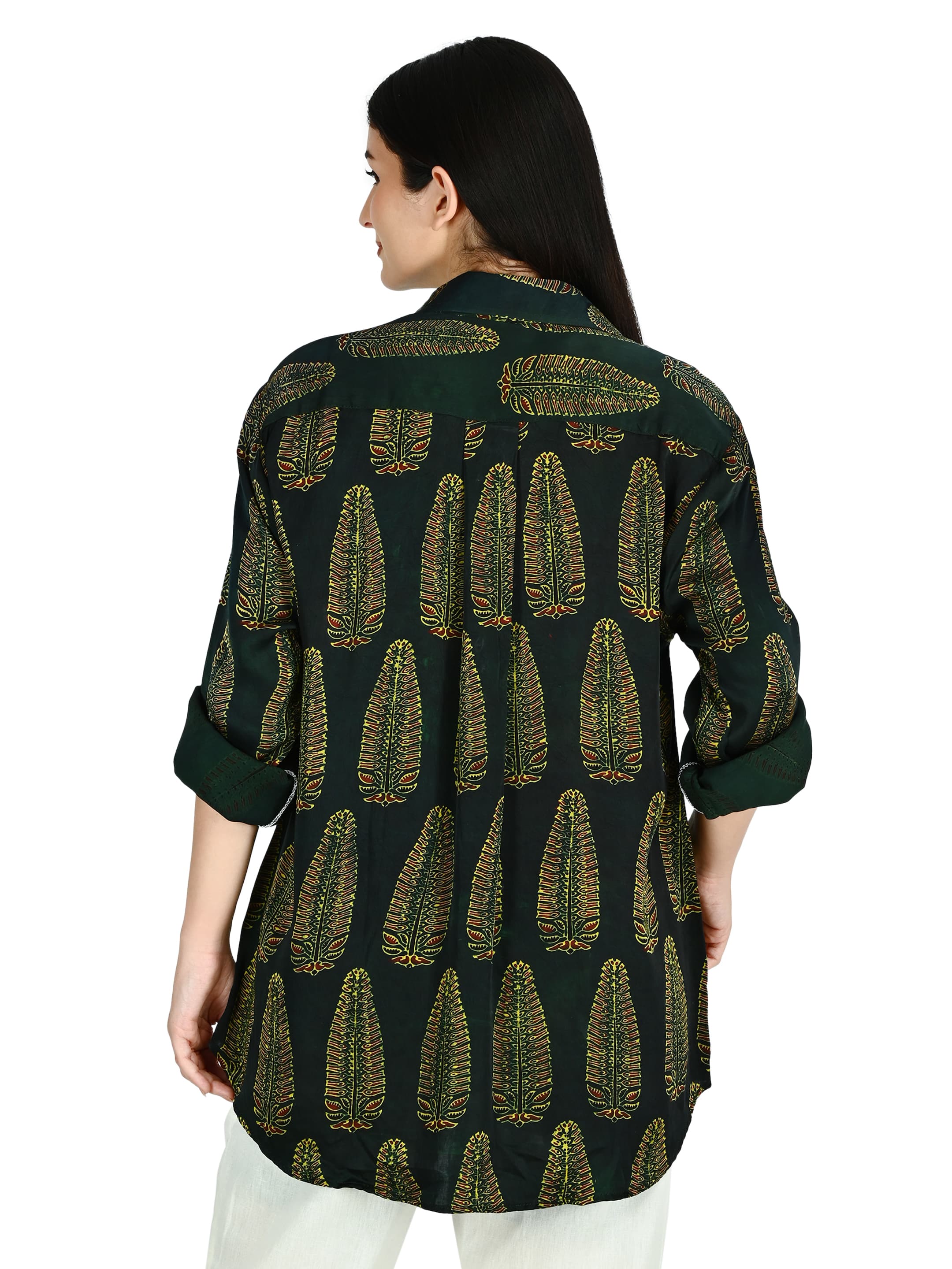 Forest Green Leaf Print Tunic 3