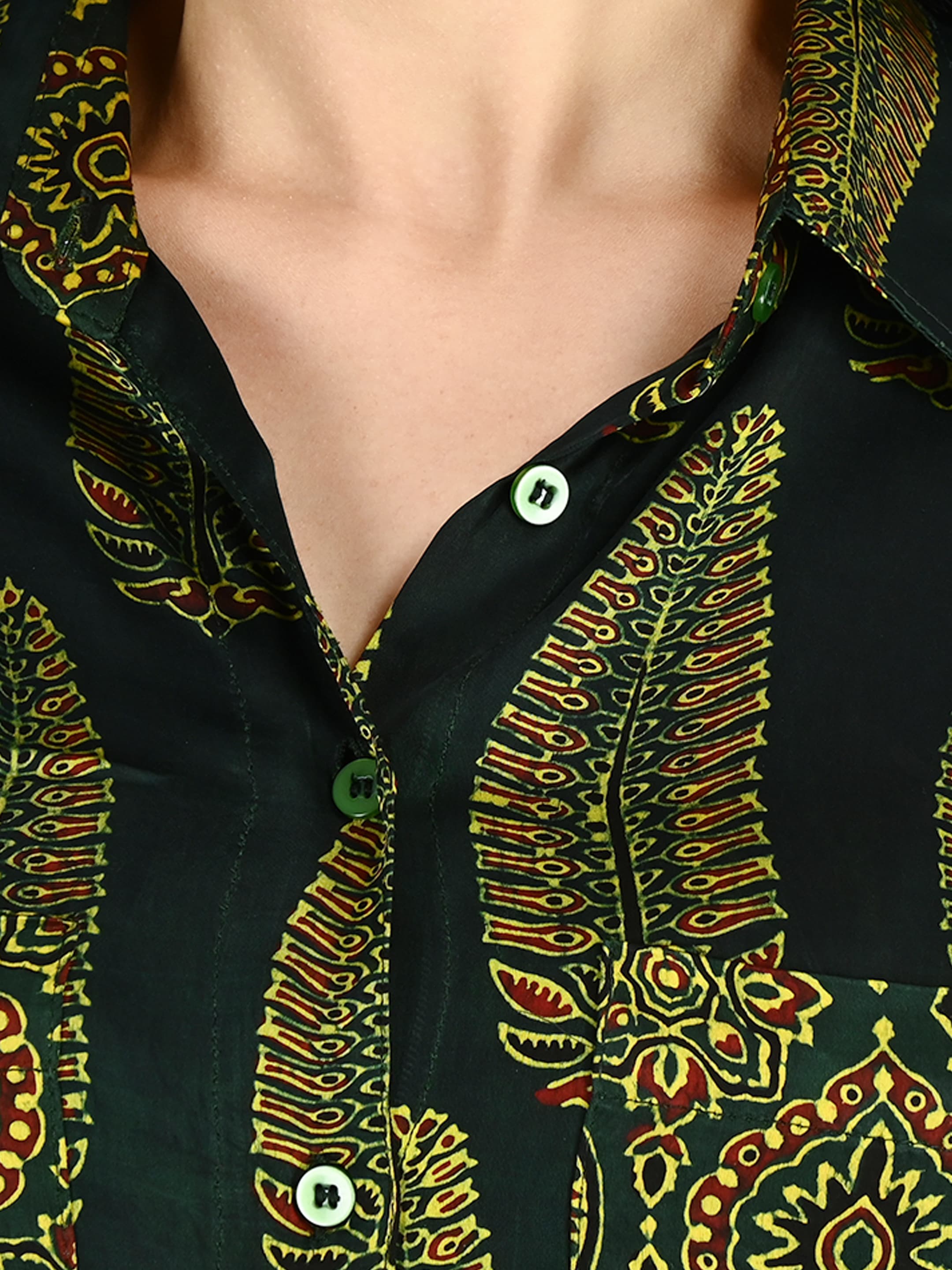 Forest Green Leaf Print Tunic 4