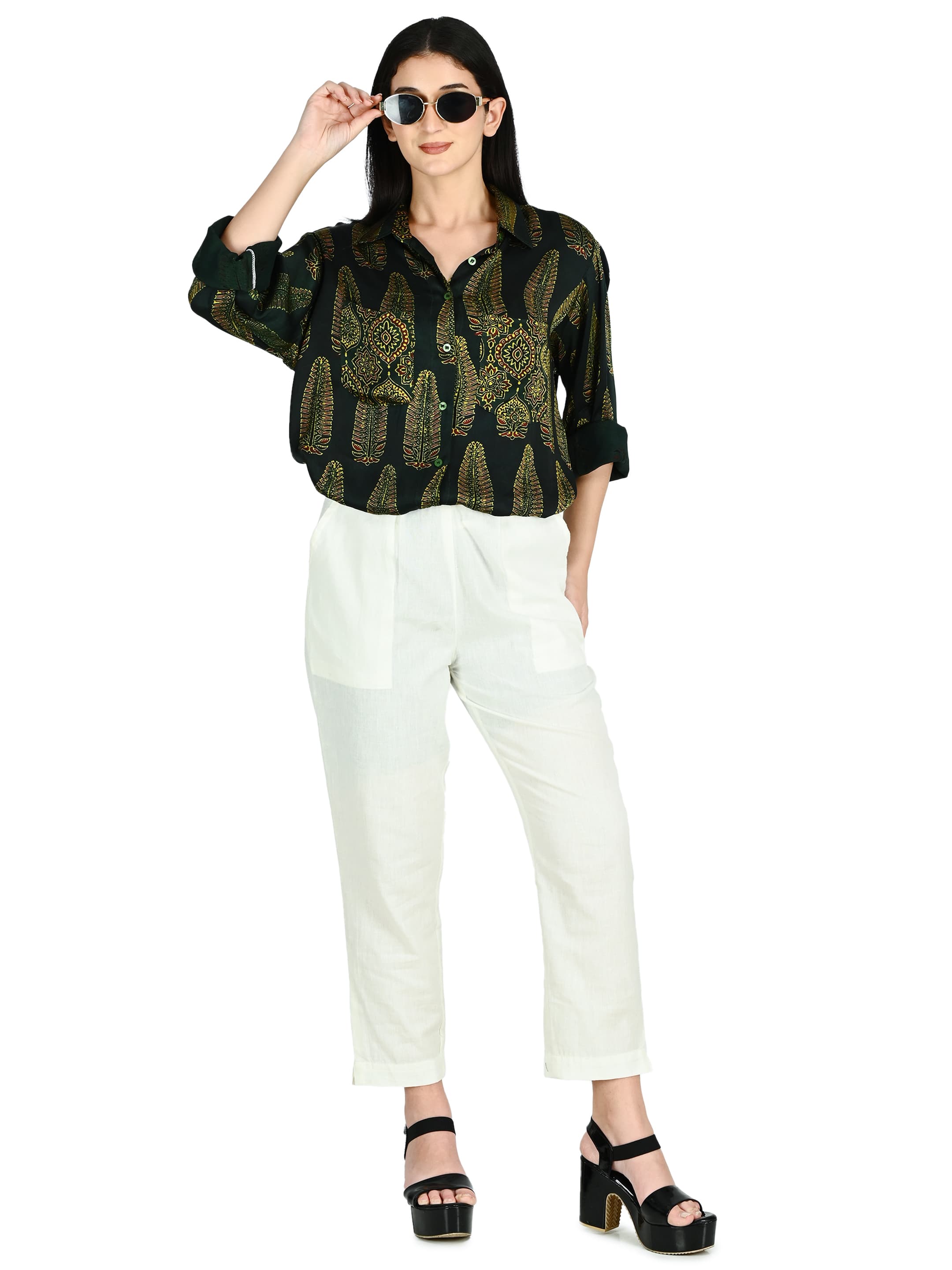 Forest Green Leaf Print Tunic 6