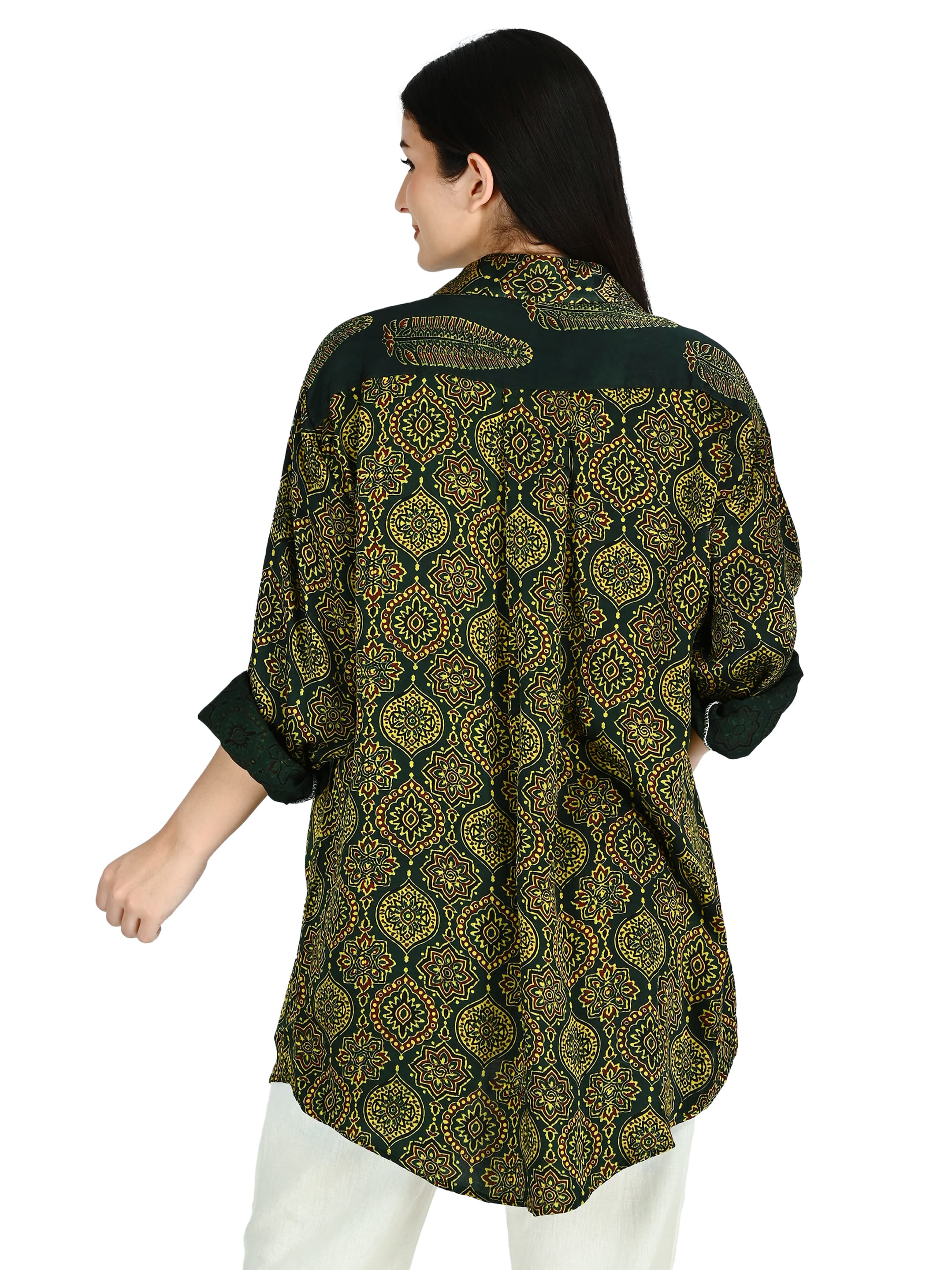 Green Ajrakh Ogee Shirt Tunic 3