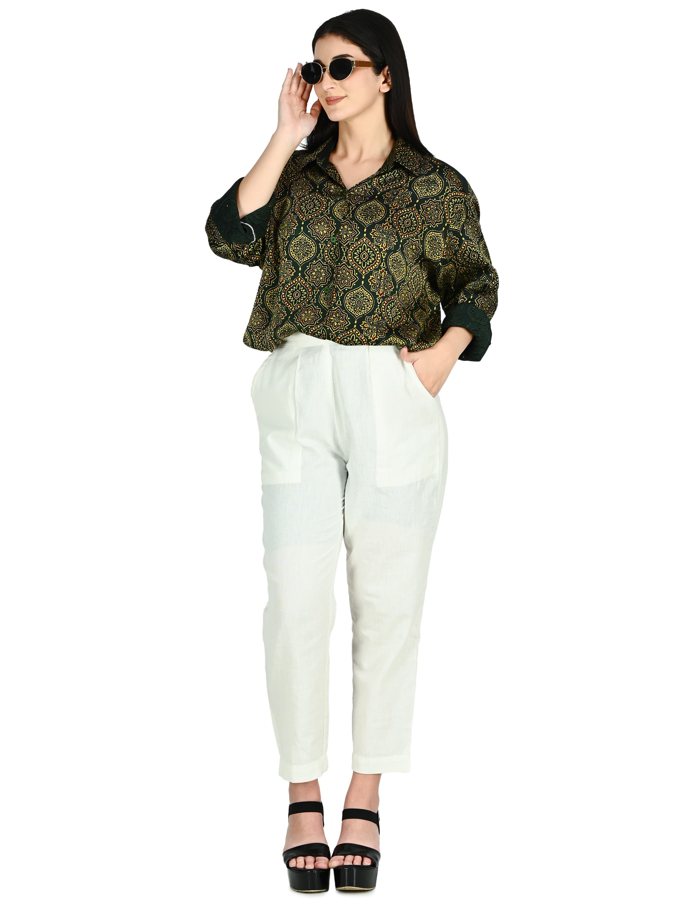 Green Ajrakh Ogee Shirt Tunic 6