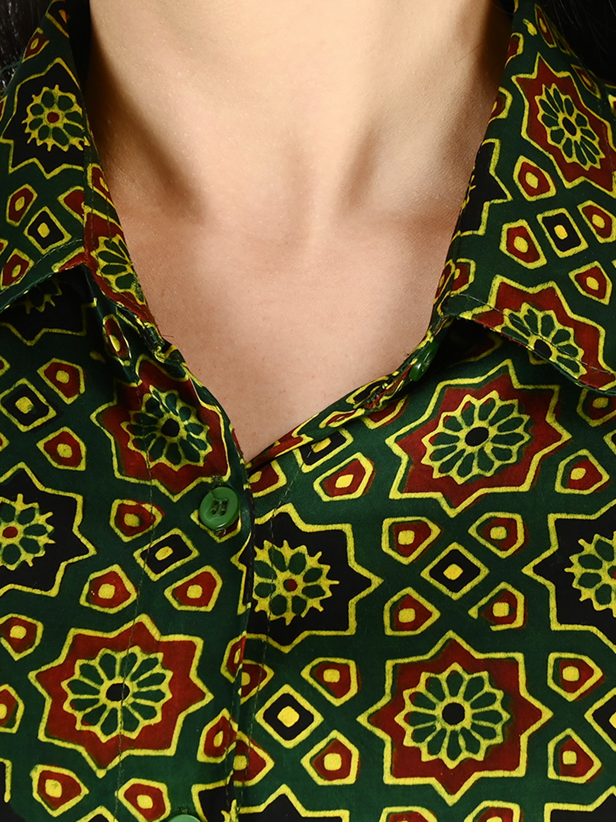 Green Ajrakh Star Tunic 3