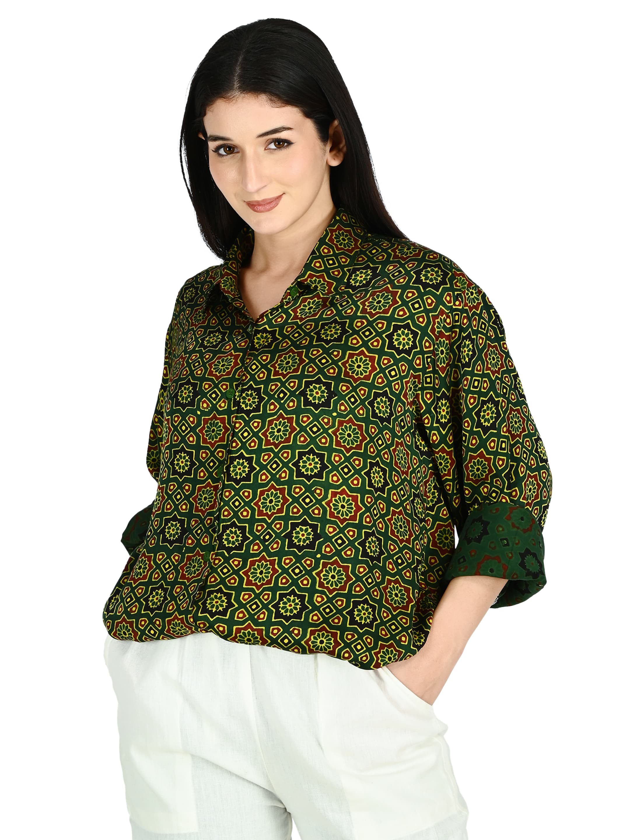 Green Ajrakh Star Tunic 4
