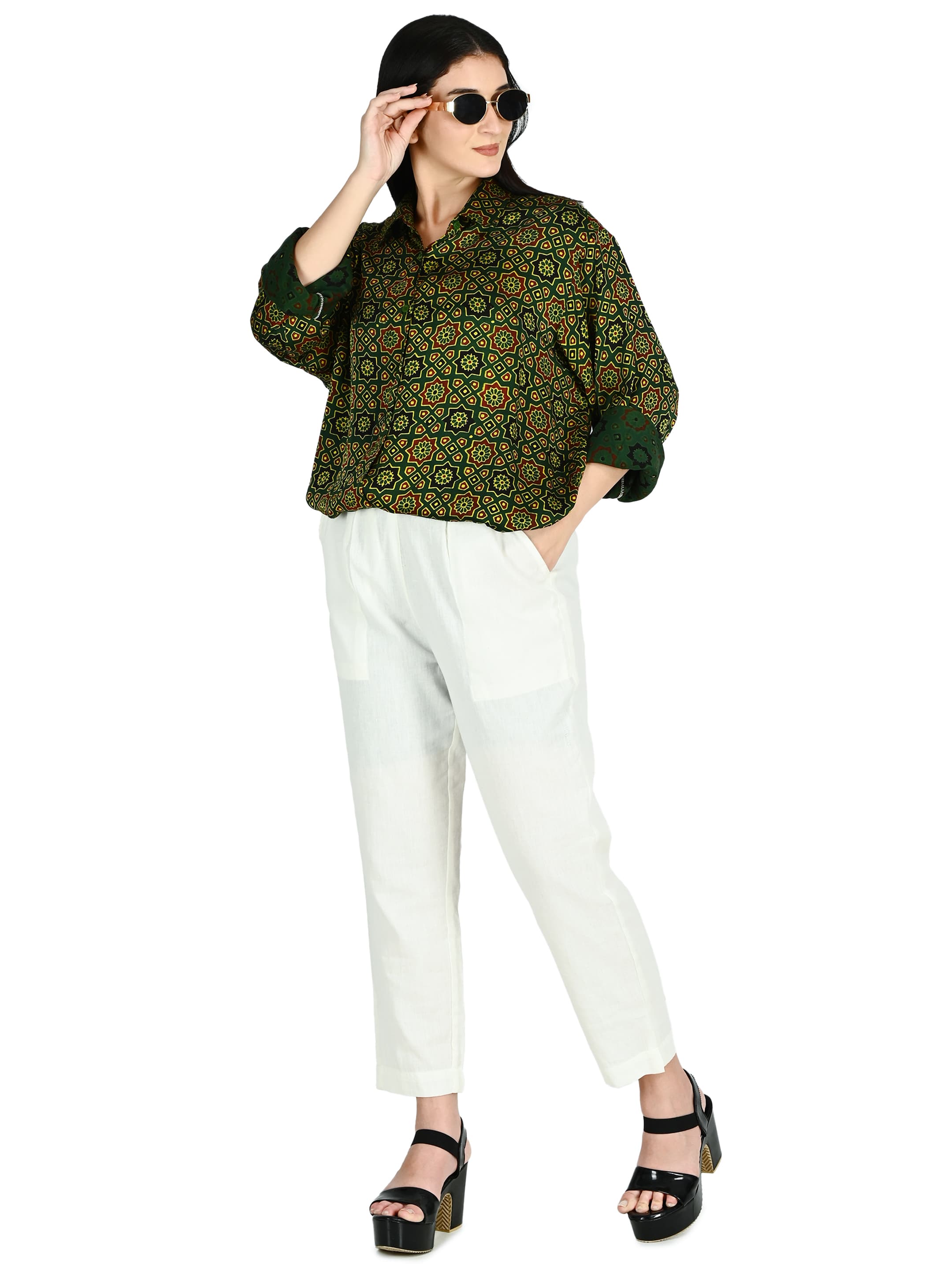 Green Ajrakh Star Tunic 5