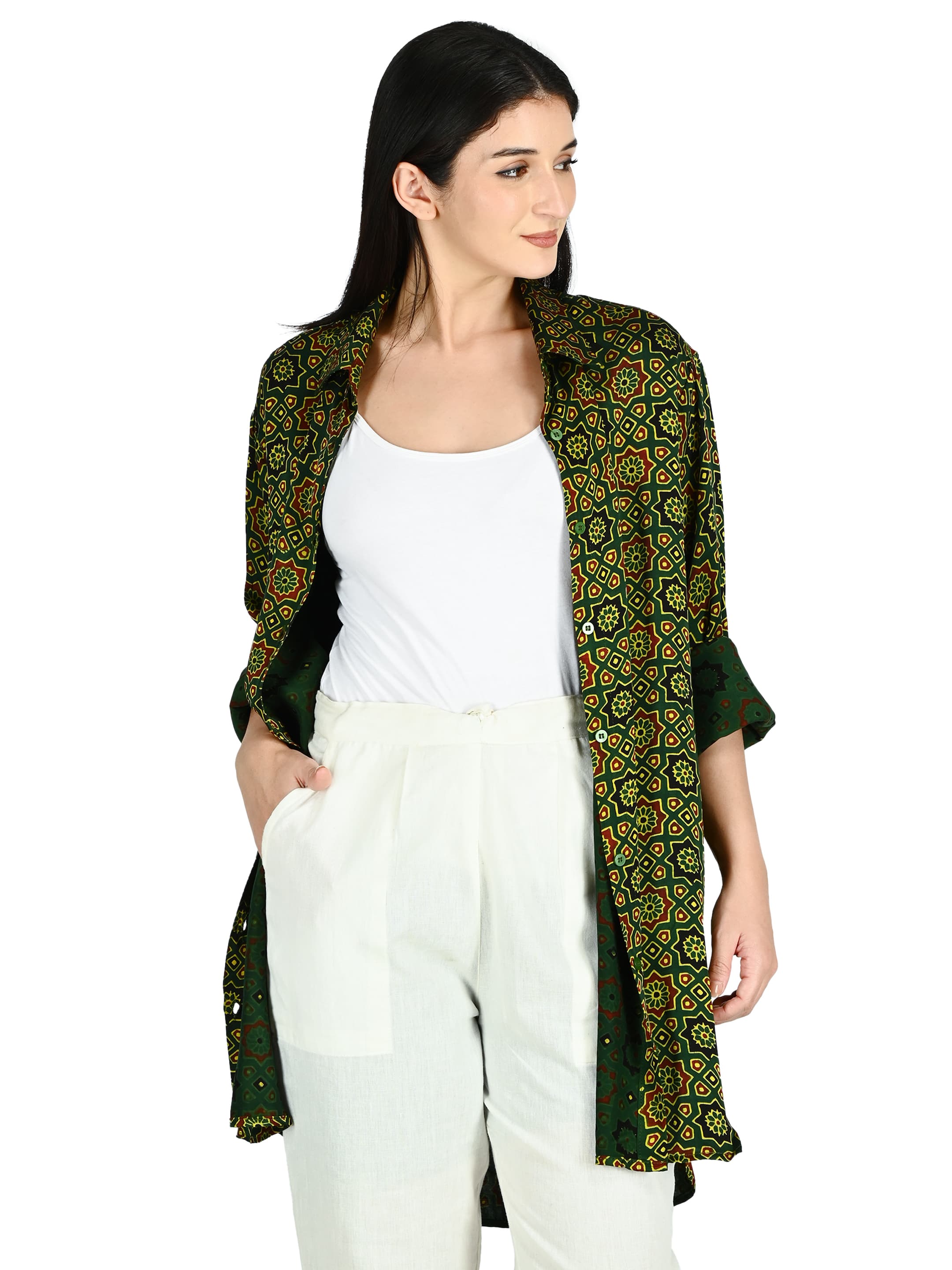 Green Ajrakh Star Tunic 6