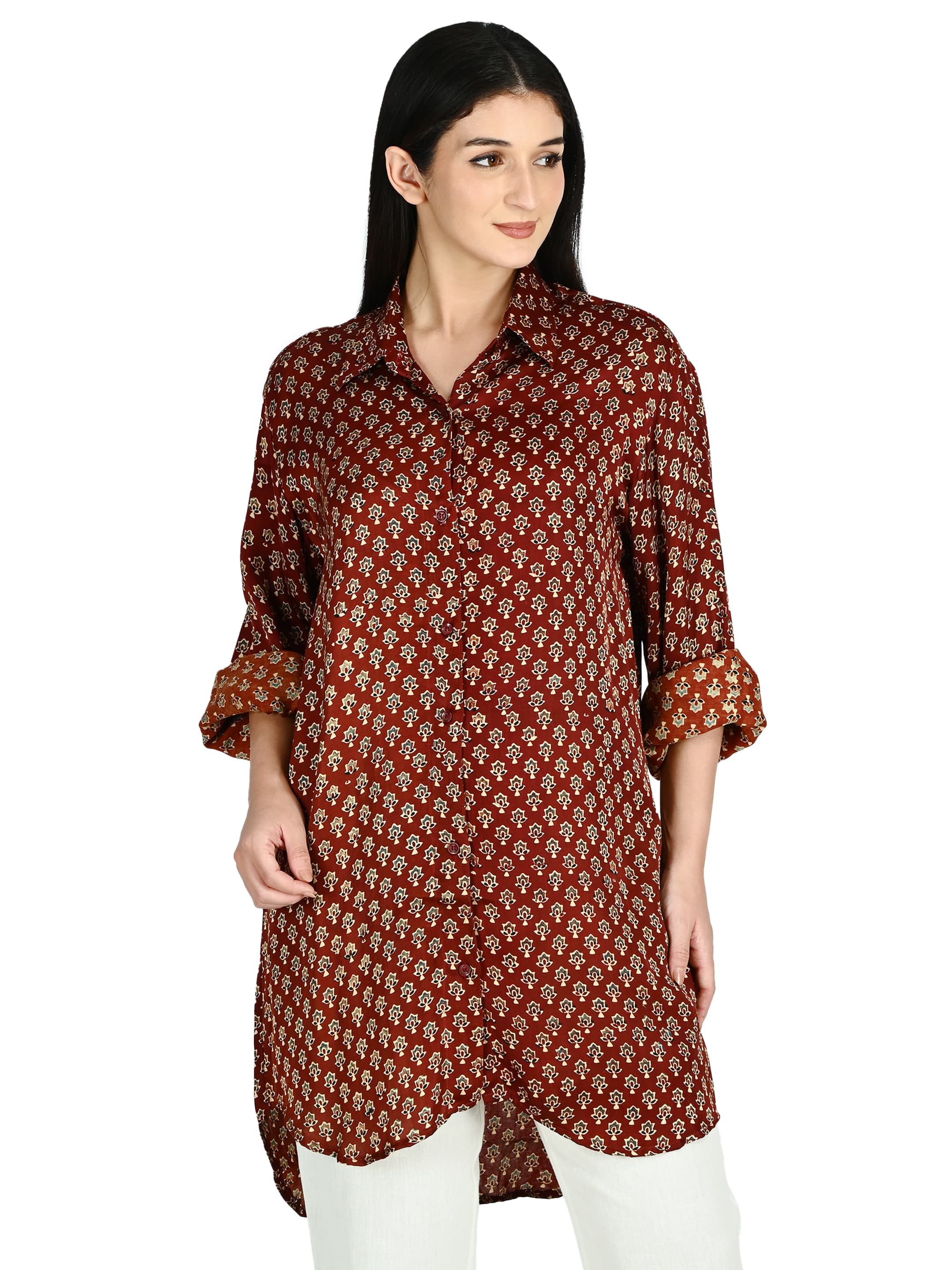 Maroon Buti Print Tunic