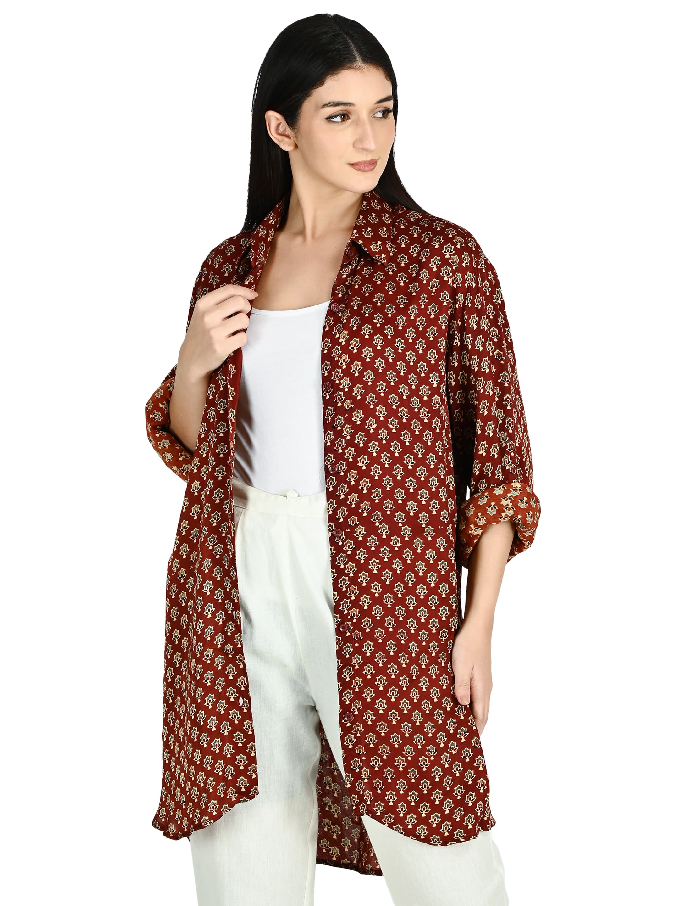 Maroon Buti Print Tunic 7