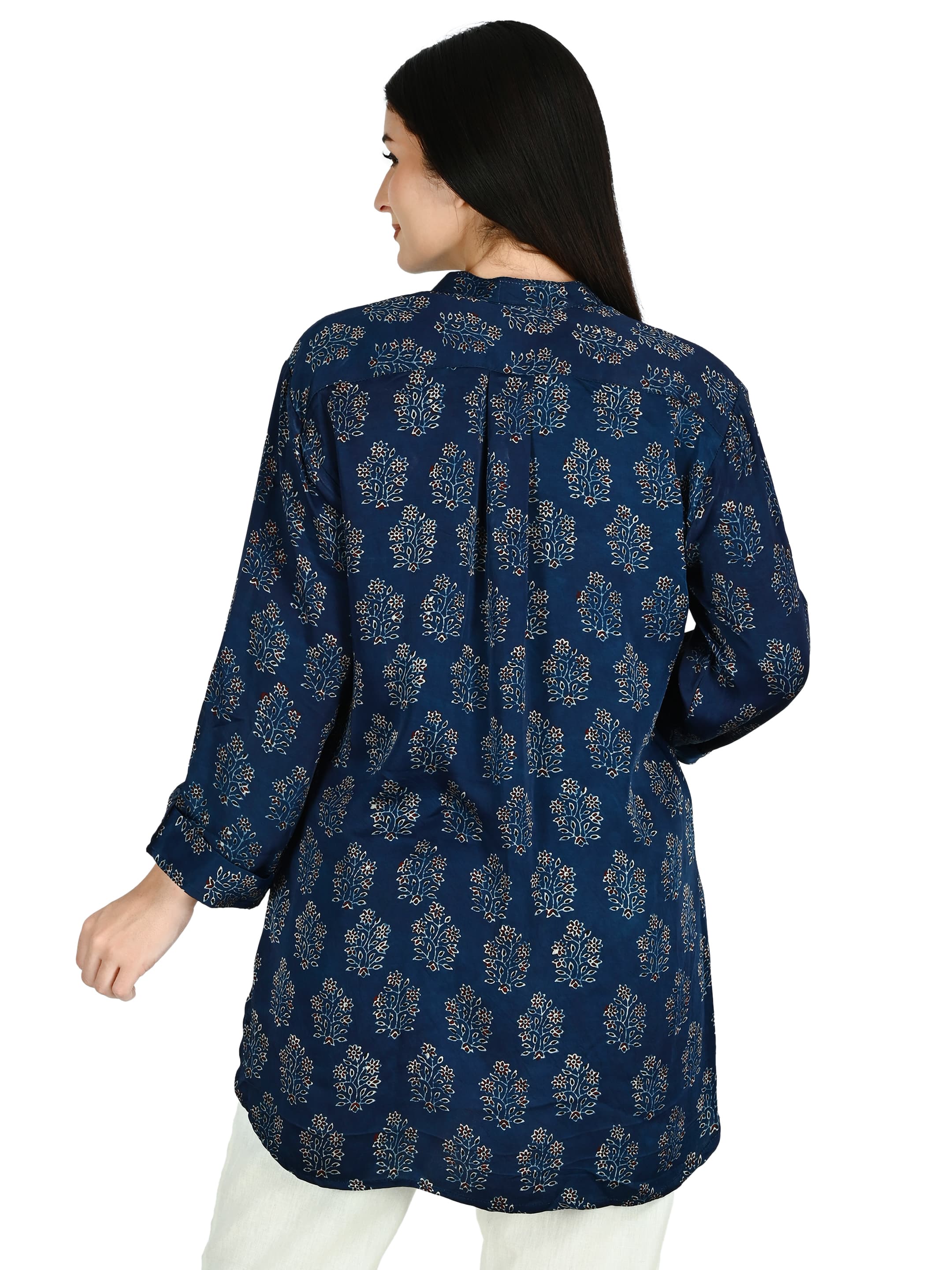 Navy Ajrakh Floral Tunic 3