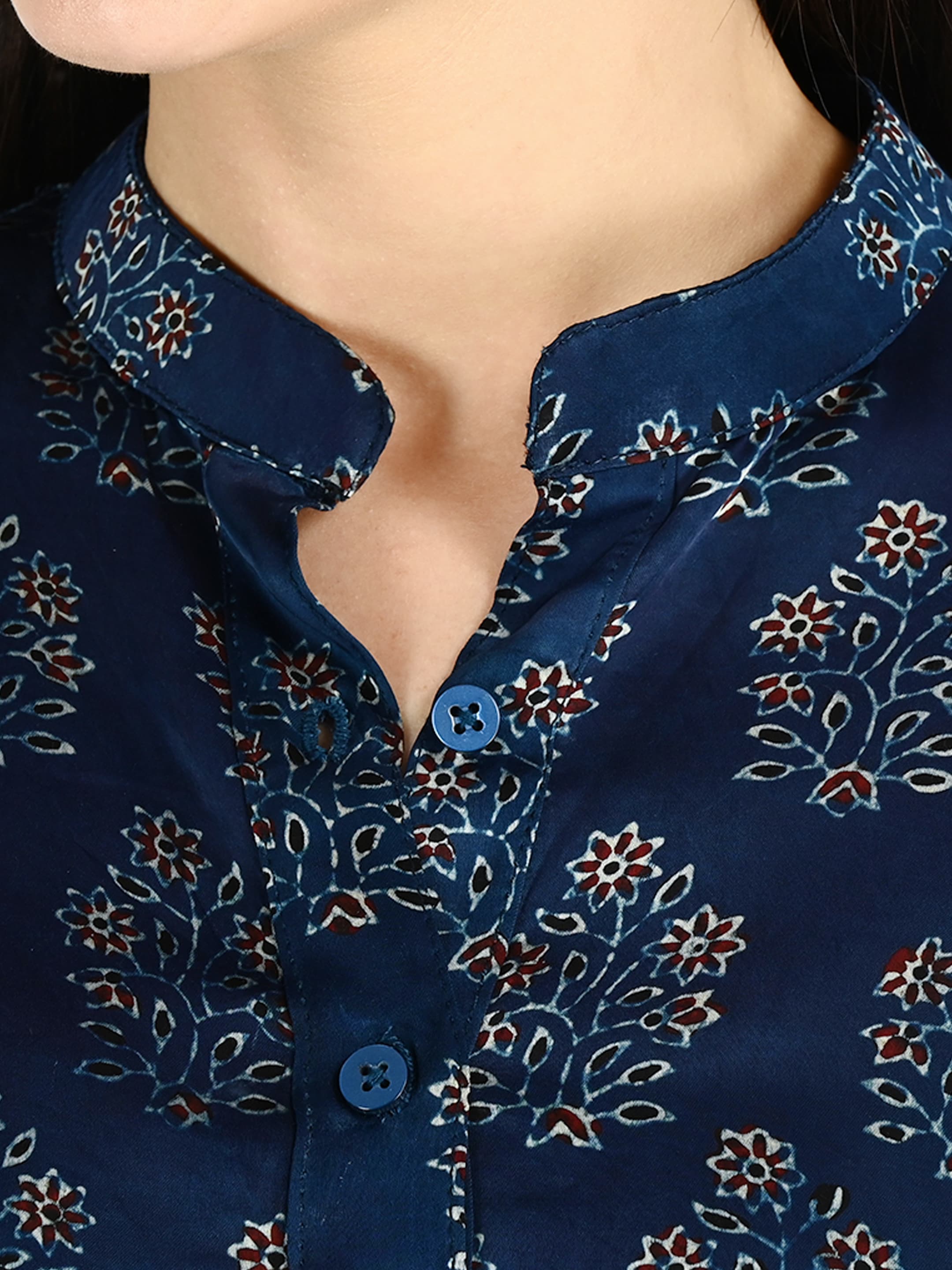 Navy Ajrakh Floral Tunic 4