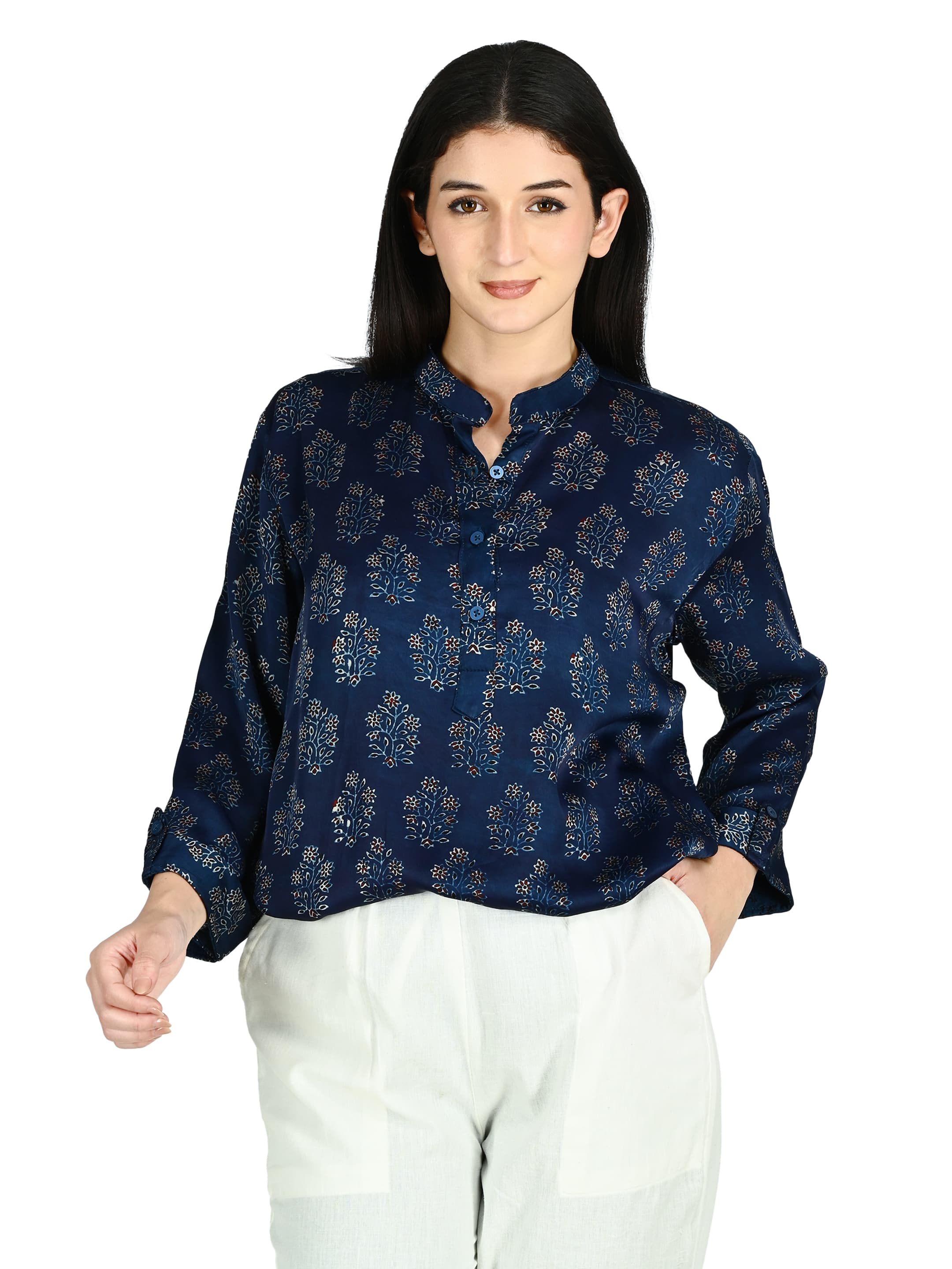 Navy Ajrakh Floral Tunic 5