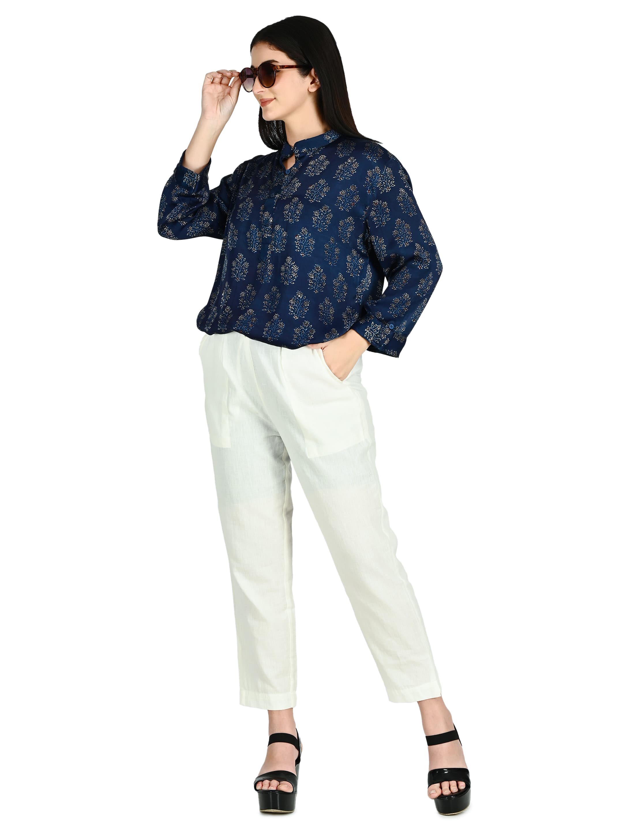 Navy Ajrakh Floral Tunic 6