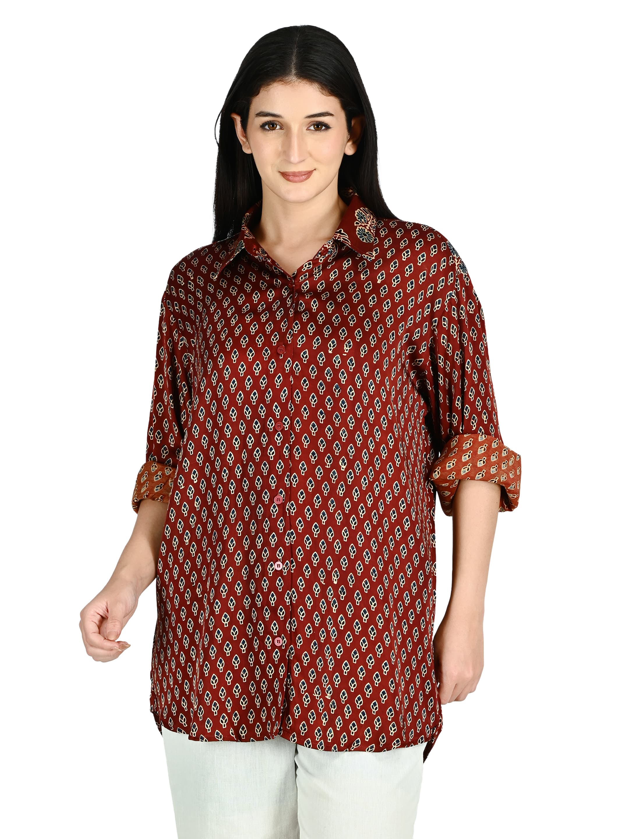 Red Ajrakh Diamond Tunic